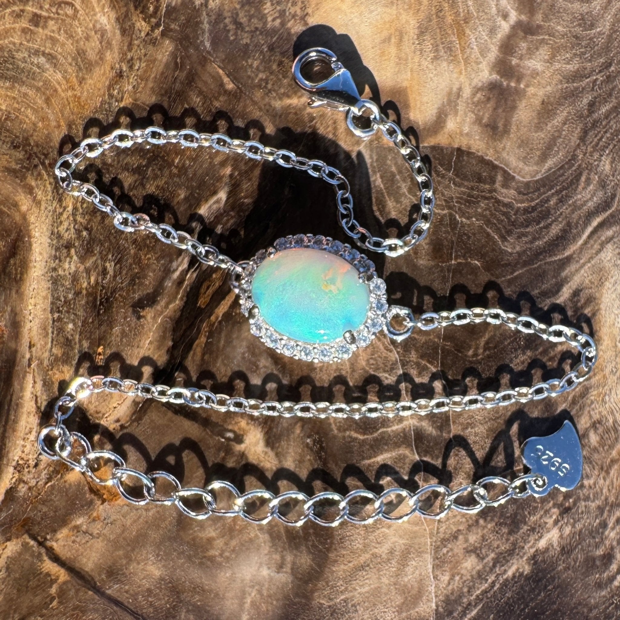 Coral Bay Grace - 1.1ct Lightning Ridge Opal 925 Silver Bracelet