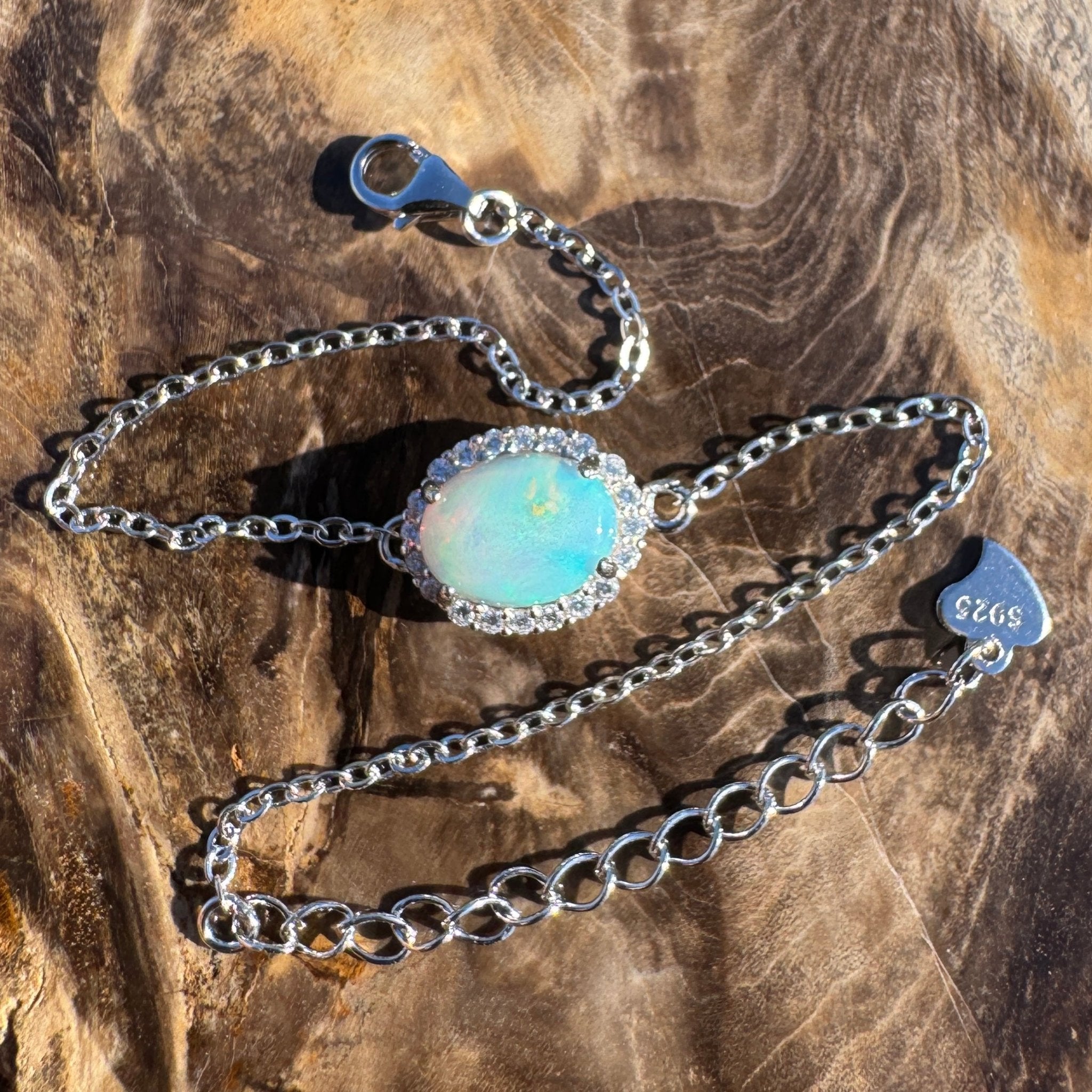 Coral Bay Grace - 1.1ct Lightning Ridge Opal 925 Silver Bracelet