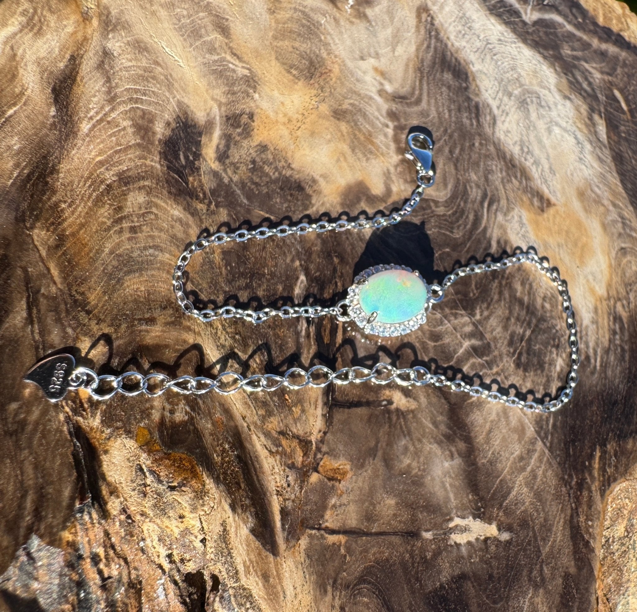 Coral Bay Grace - 1.1ct Lightning Ridge Opal 925 Silver Bracelet