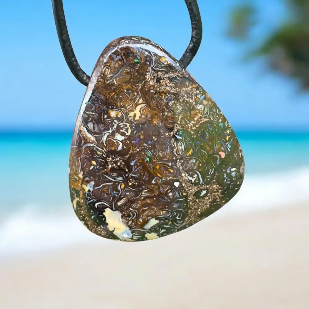 ‘Coral Coast Life' ~ Handcrafted 72ct Solid Queensland Koroit Opal Pendant Necklace
