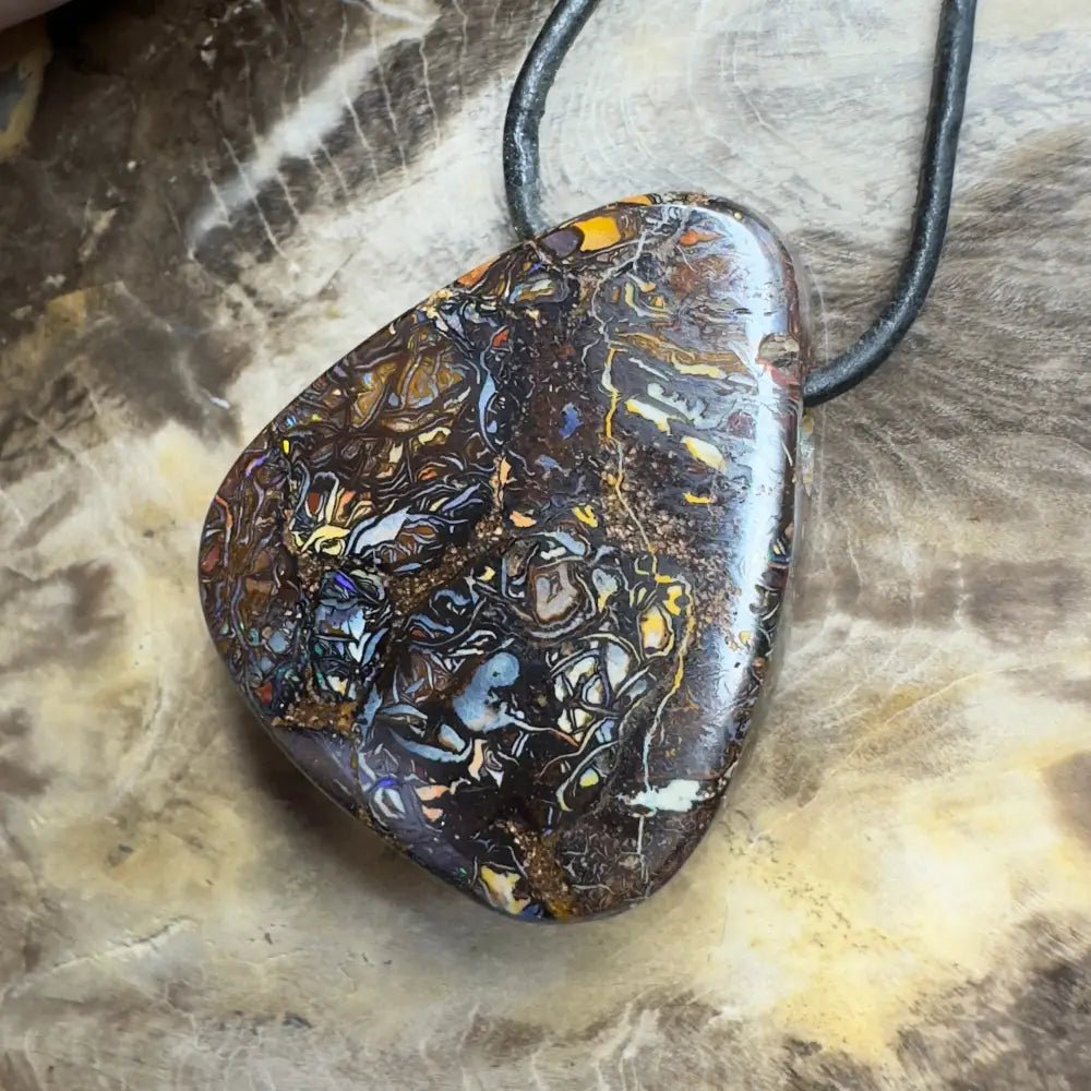 ‘Coral Coast Life' ~ Handcrafted 72ct Solid Queensland Koroit Opal Pendant Necklace