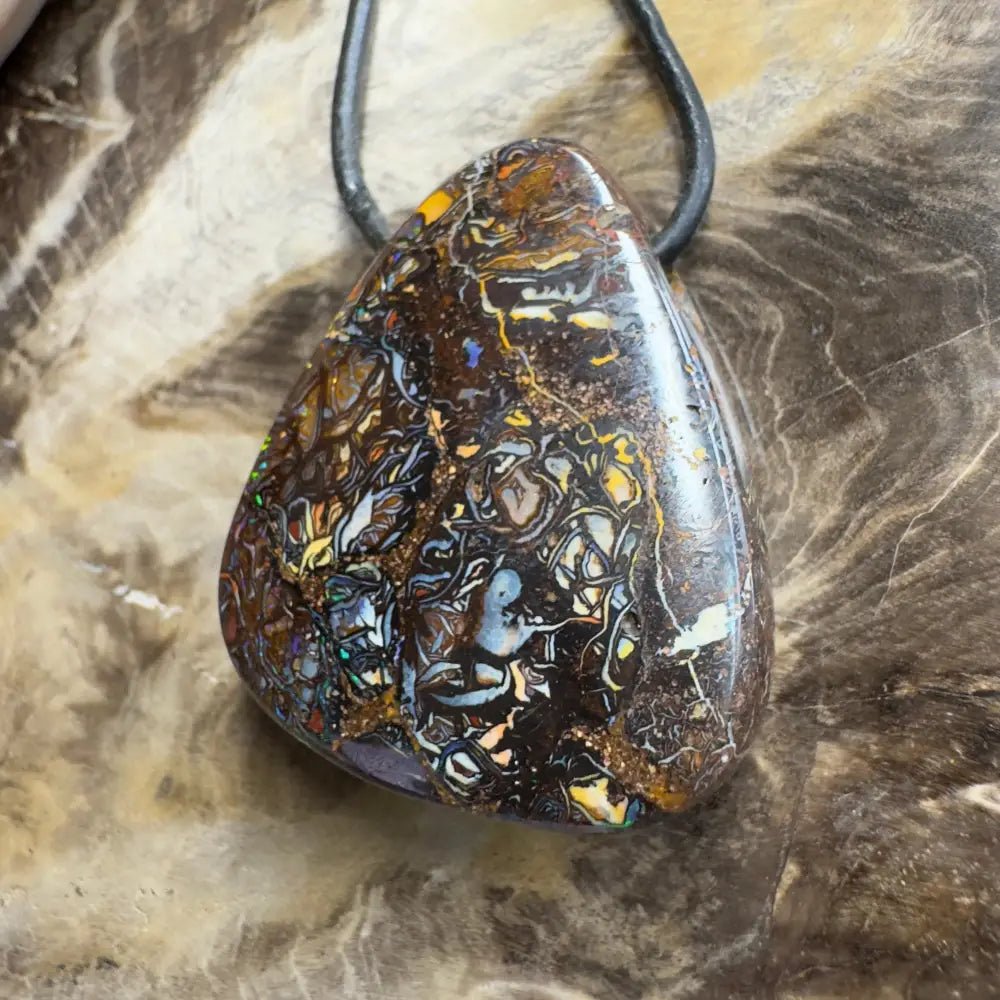 ‘Coral Coast Life' ~ Handcrafted 72ct Solid Queensland Koroit Opal Pendant Necklace