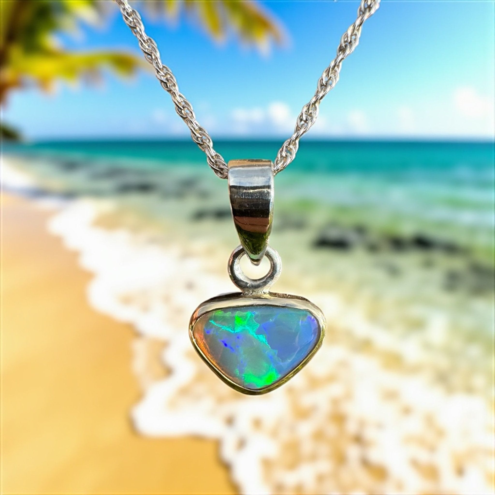 Coral Coast Radiance ~ 1.3ct Solid Lightning Ridge Opal Two - tone 9ct Gold and 925 Sterling Silver Pendant Necklace