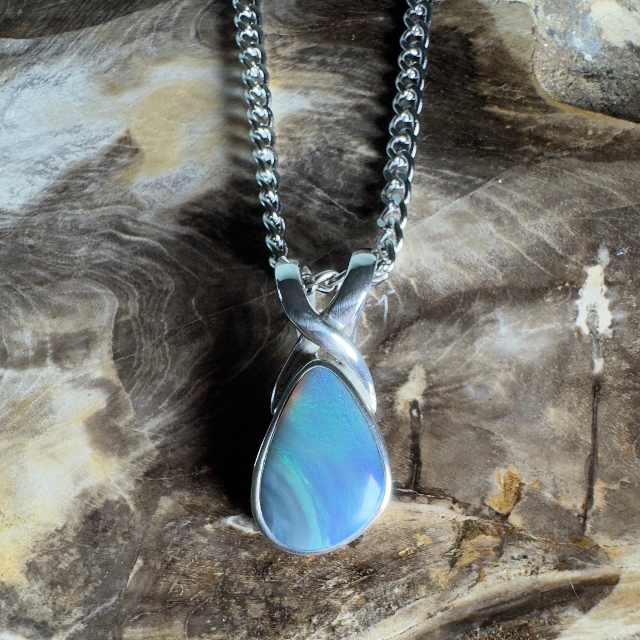 Coral Shelf Fire ~ 5.2ct Lightning Ridge Opal 925 Silver Pendant