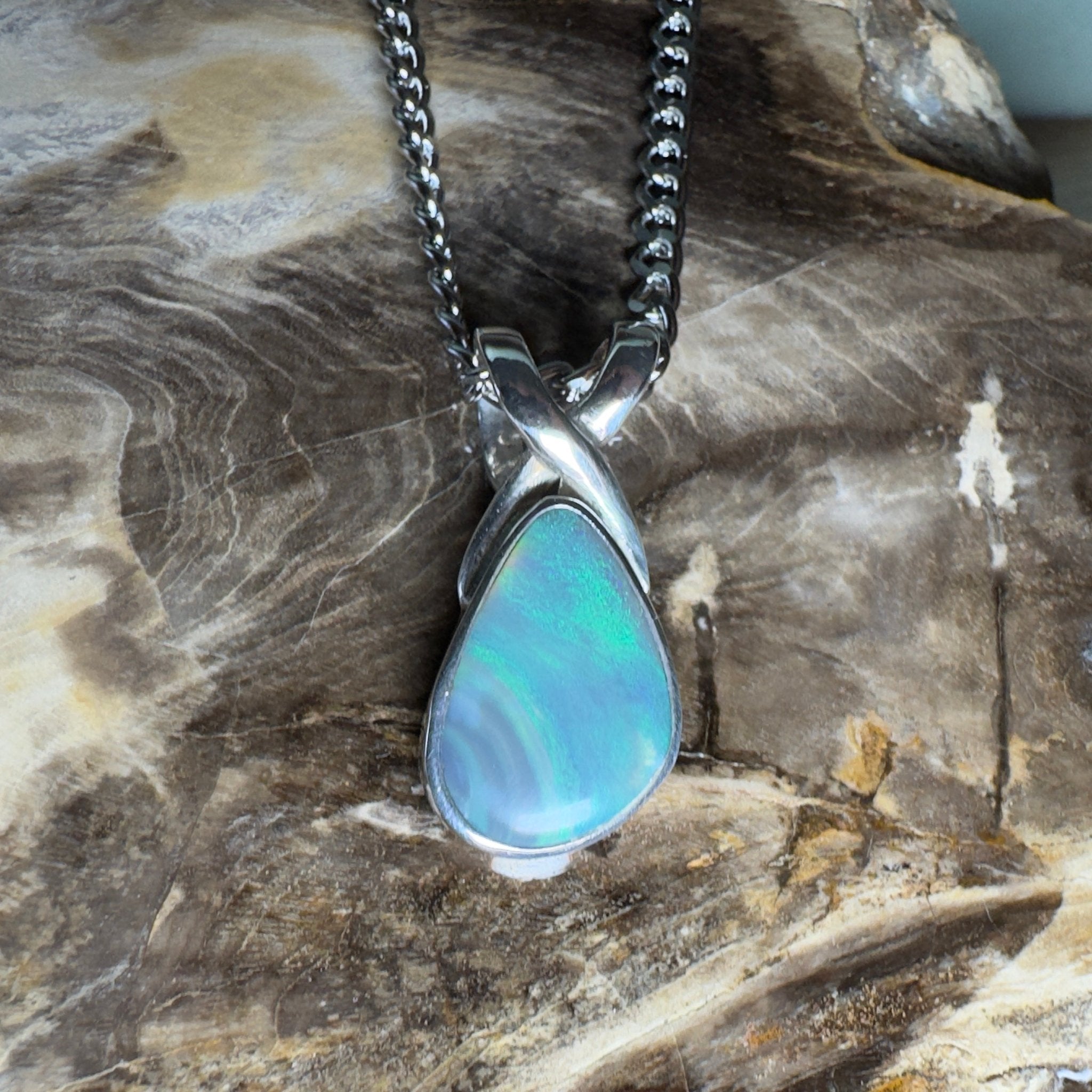 Coral Shelf Fire ~ 5.2ct Lightning Ridge Opal 925 Silver Pendant