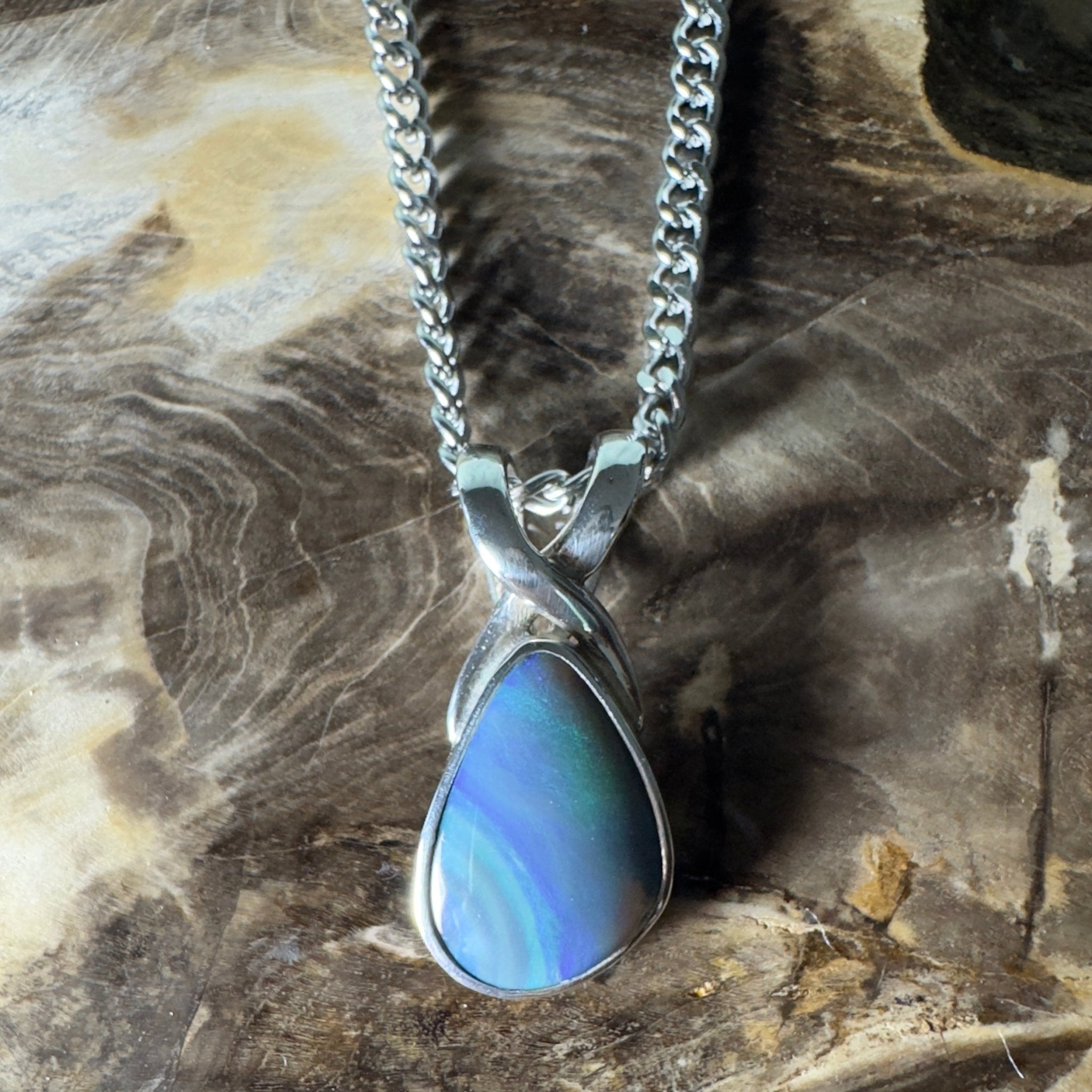 Coral Shelf Fire ~ 5.2ct Lightning Ridge Opal 925 Silver Pendant