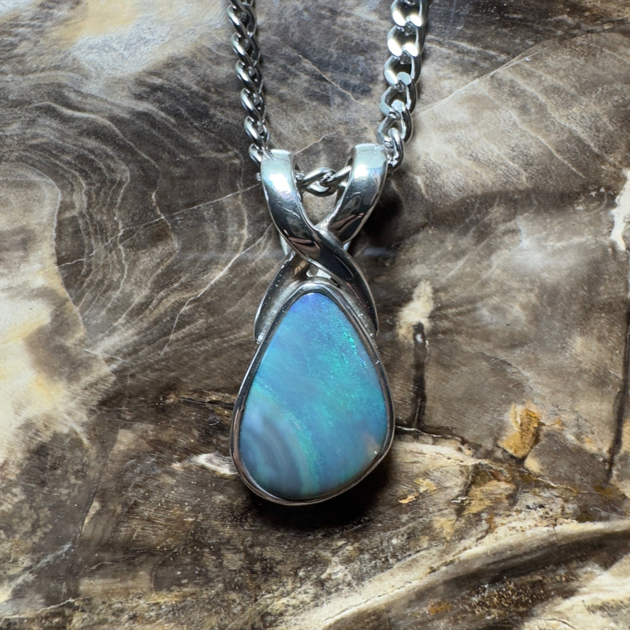 Coral Shelf Fire ~ 5.2ct Lightning Ridge Opal 925 Silver Pendant