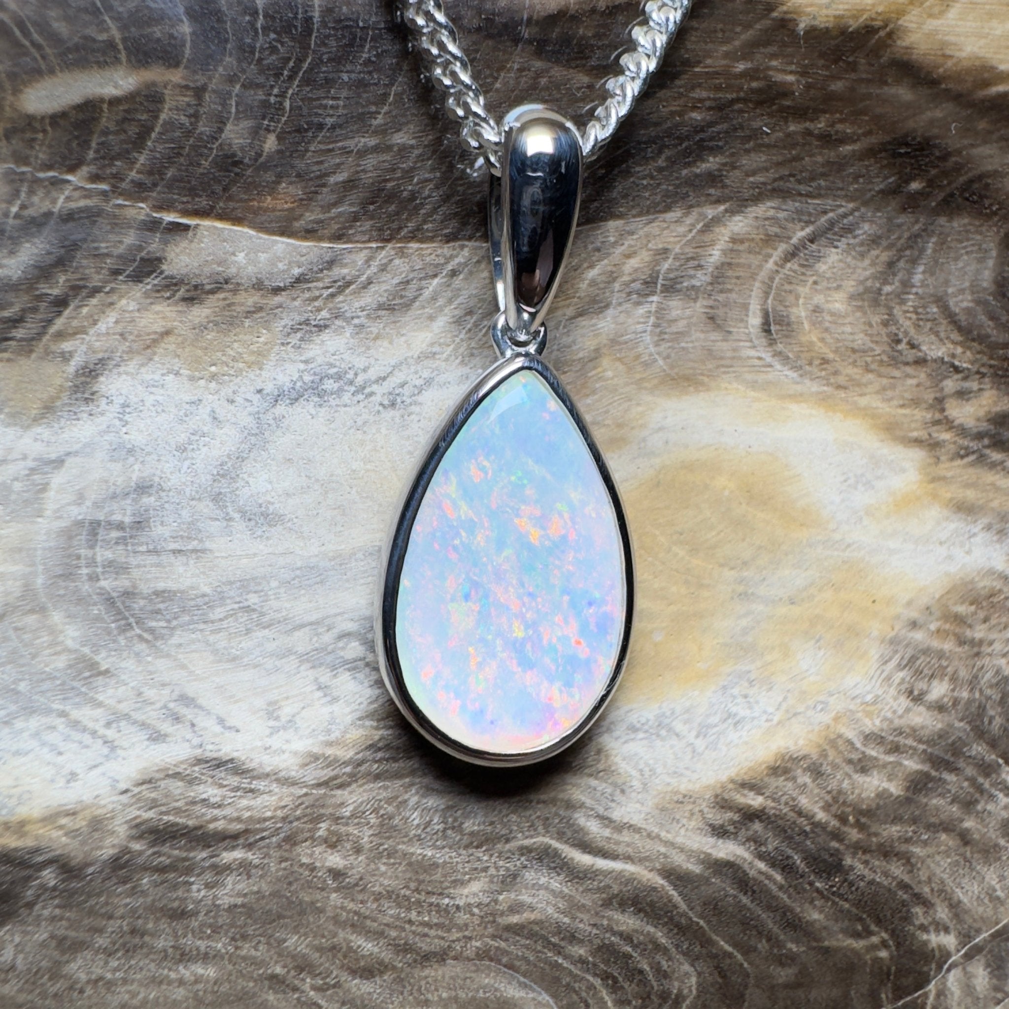 Cradle Mountain Crystal ~ 3ct Coober Pedy Opal 925 Silver Pendant