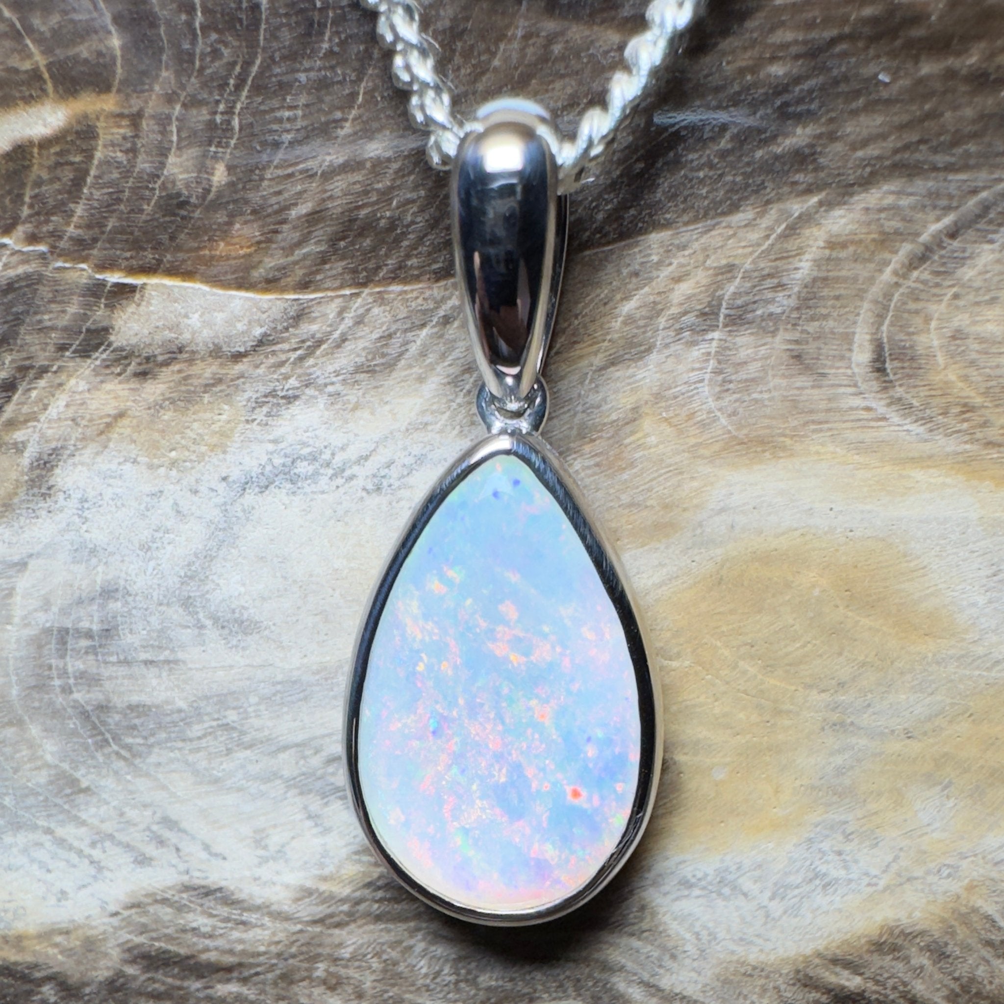 Cradle Mountain Crystal ~ 3ct Coober Pedy Opal 925 Silver Pendant