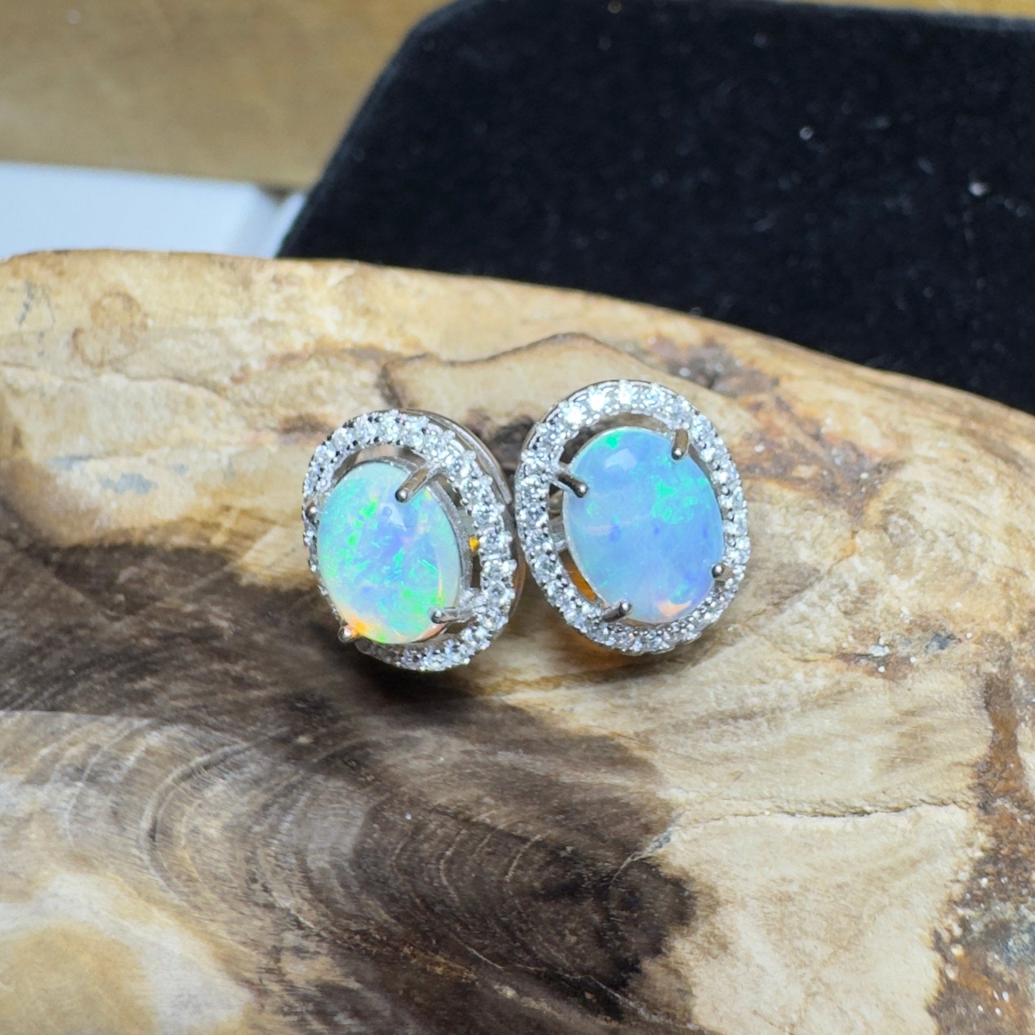 Cradle Mountain Glow ~ 1.6ct Coober Pedy Opal Sterling Silver Earrings