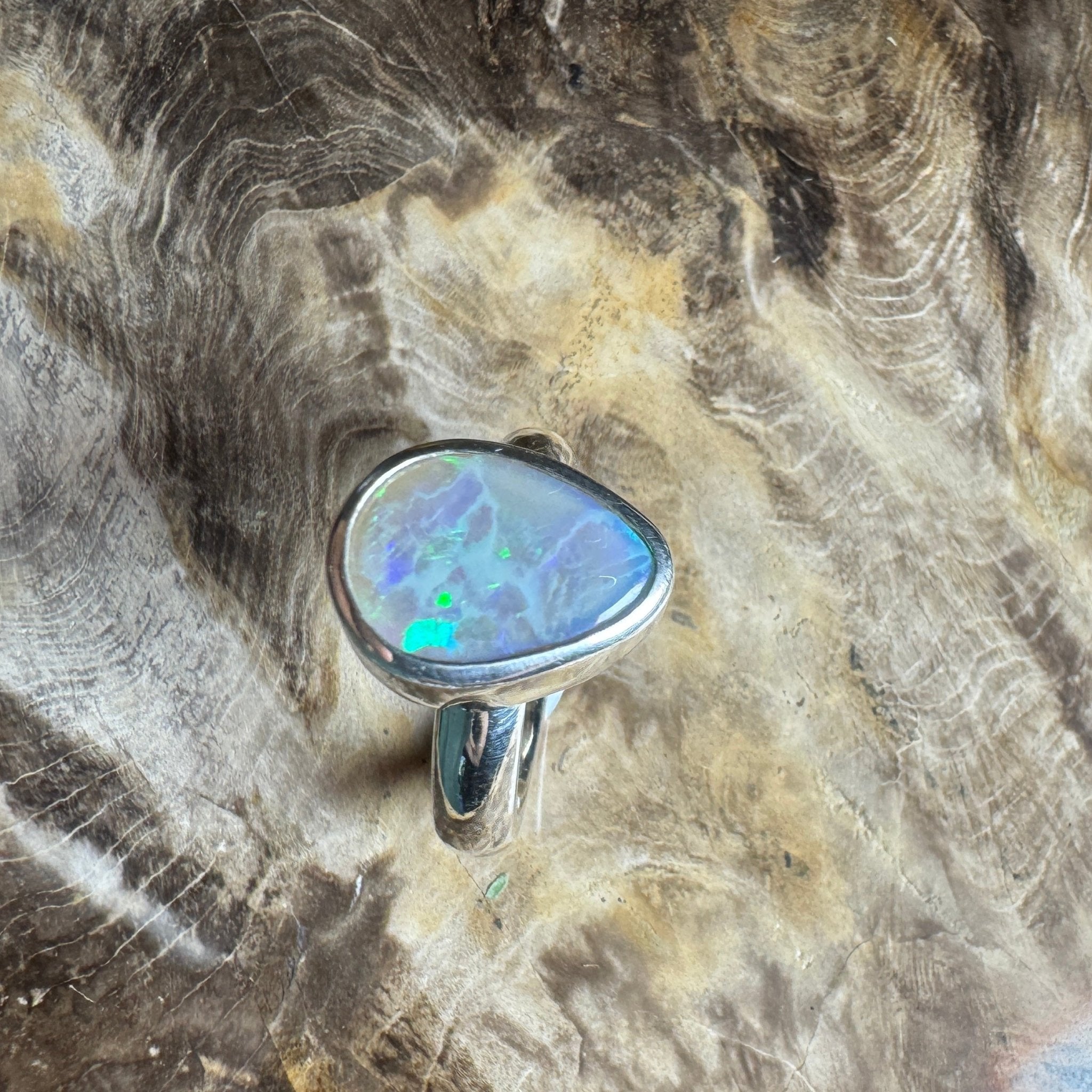 Culgoa Moonlight – 3.8ct Solid Lightning Ridge Opal 925 Sterling Silver Ring