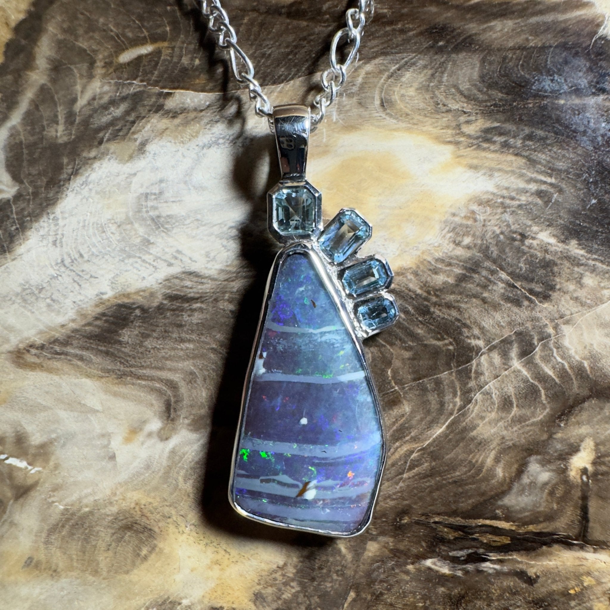 Daintree Dream ~ Queensland Boulder Opal 925 Sterling Silver Pendant Necklace
