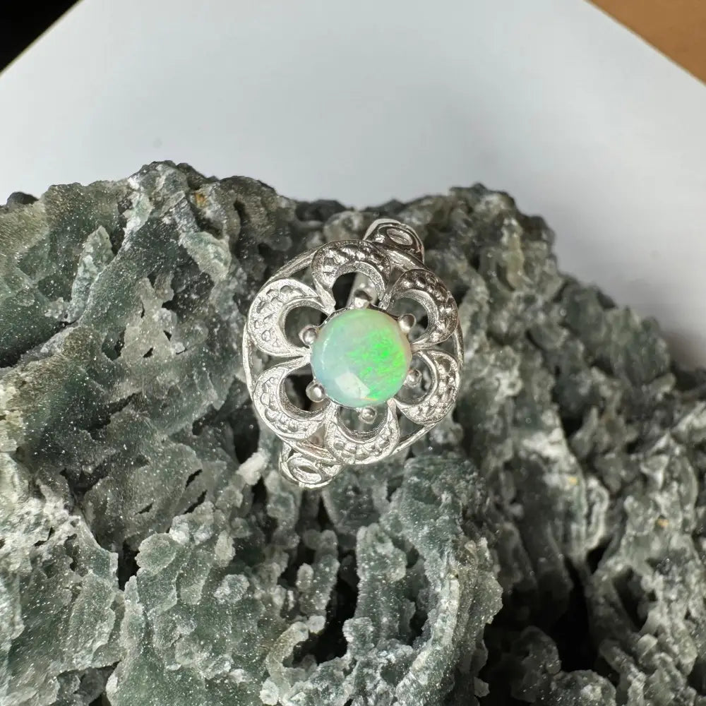 Silver pendant with a vibrant green opal from Daintree Jewel handcrafted in sterling silver
