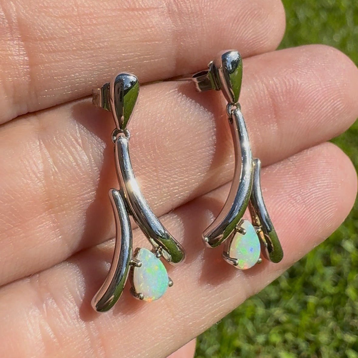 Daintree Rainfire - 0.8ct Lightning Ridge Opal 925 Silver Earrings