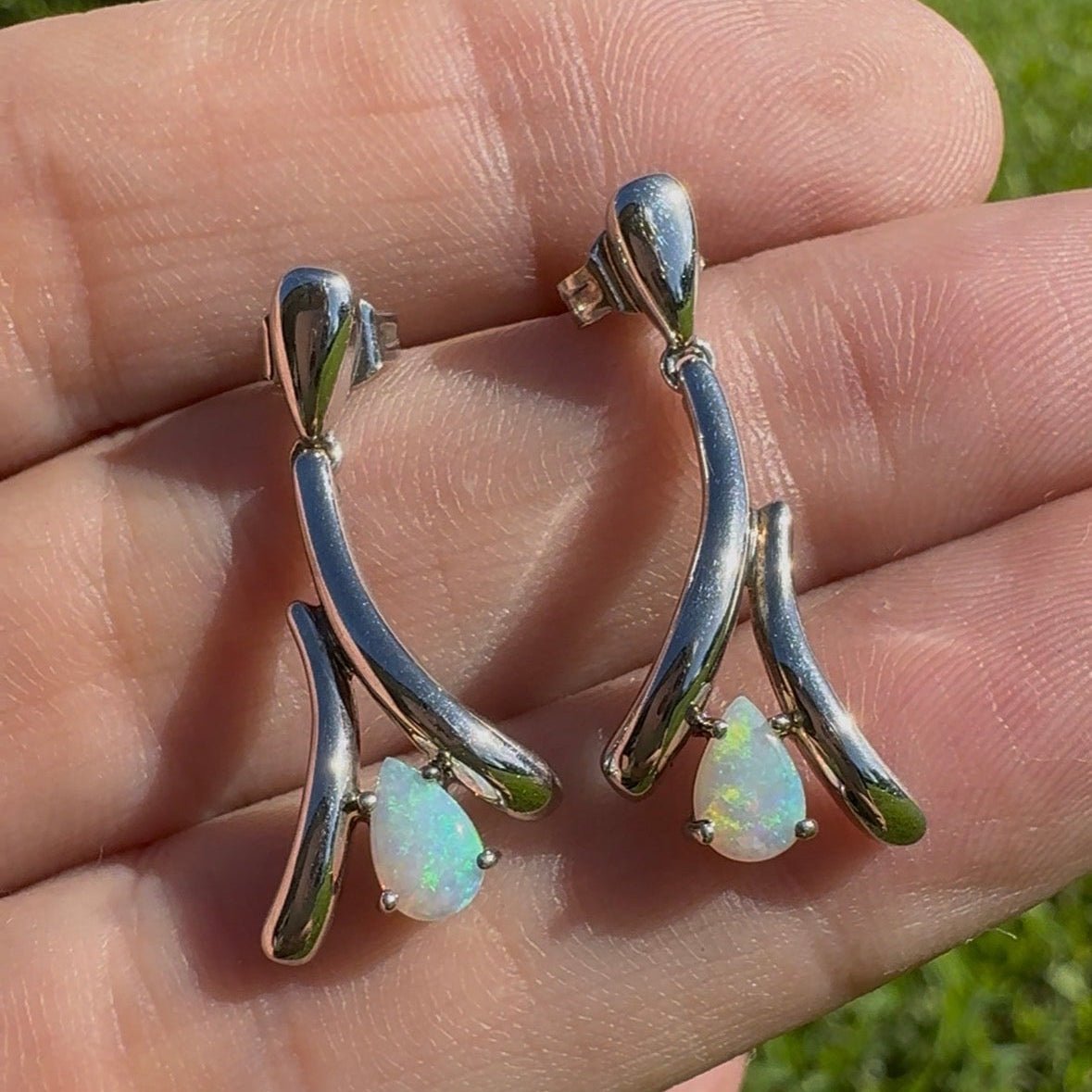Daintree Rainfire - 0.8ct Lightning Ridge Opal 925 Silver Earrings