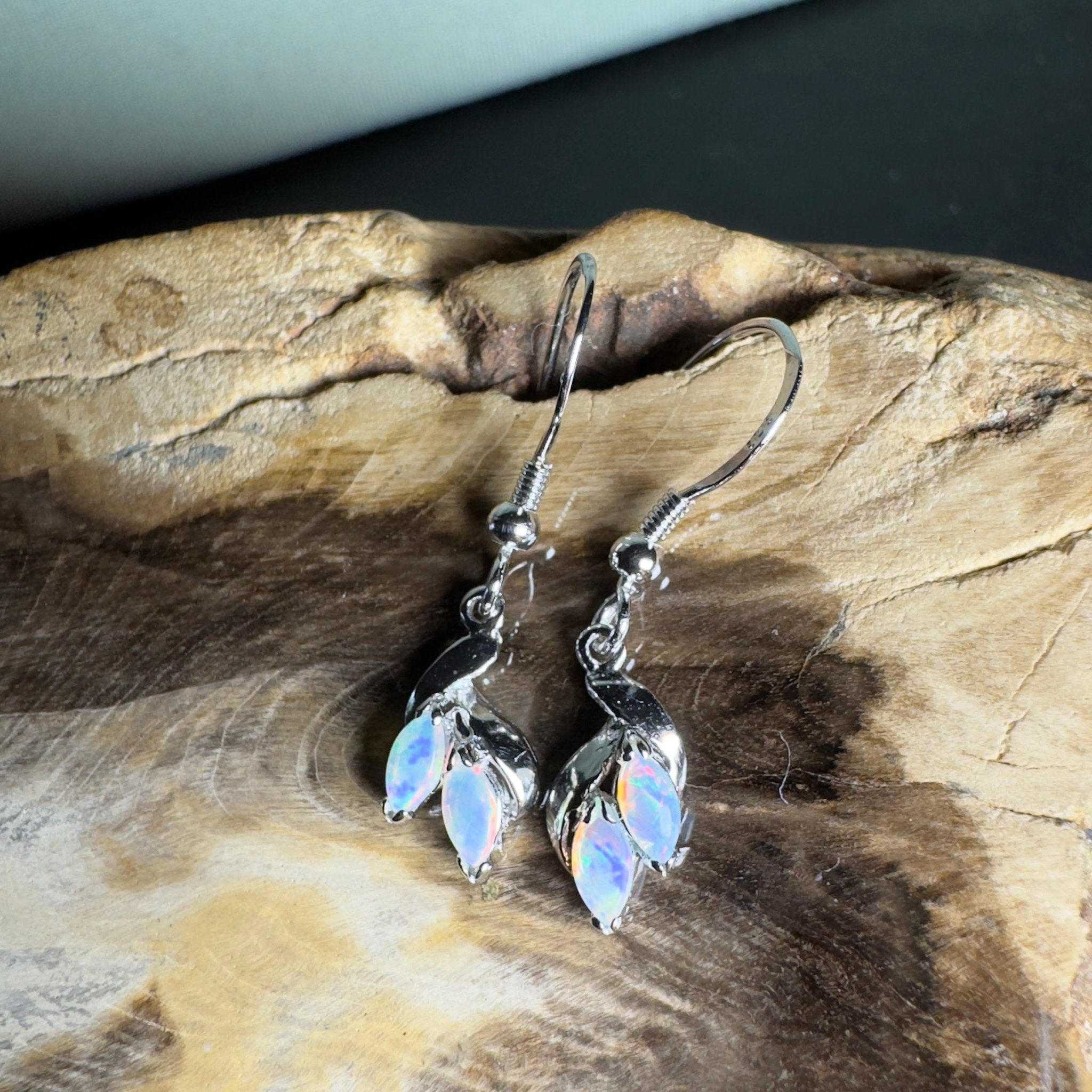 Desert Bloom Drops - 0.8ct Coober Pedy Opal 925 Silver Earrings