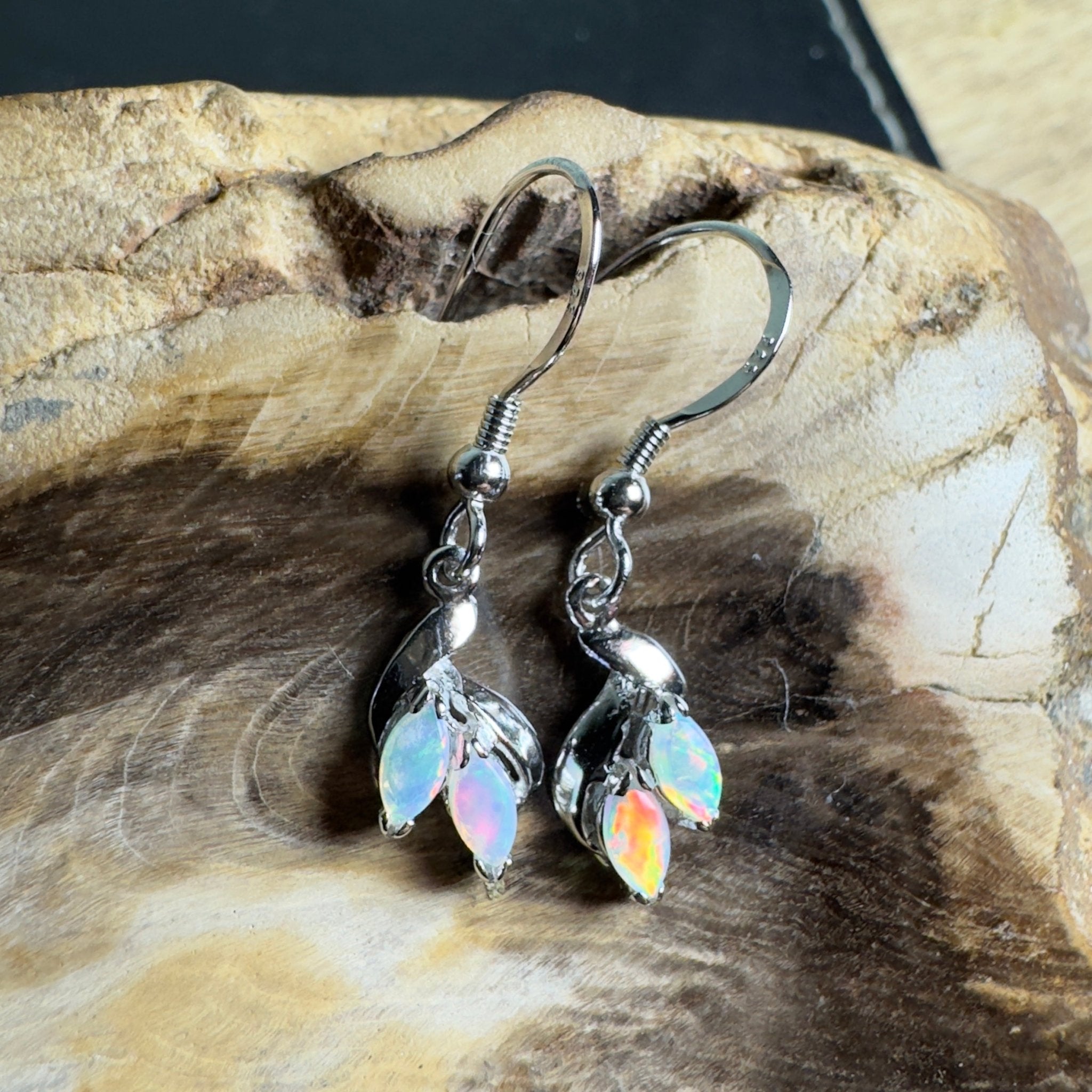 Desert Bloom Drops - 0.8ct Coober Pedy Opal 925 Silver Earrings