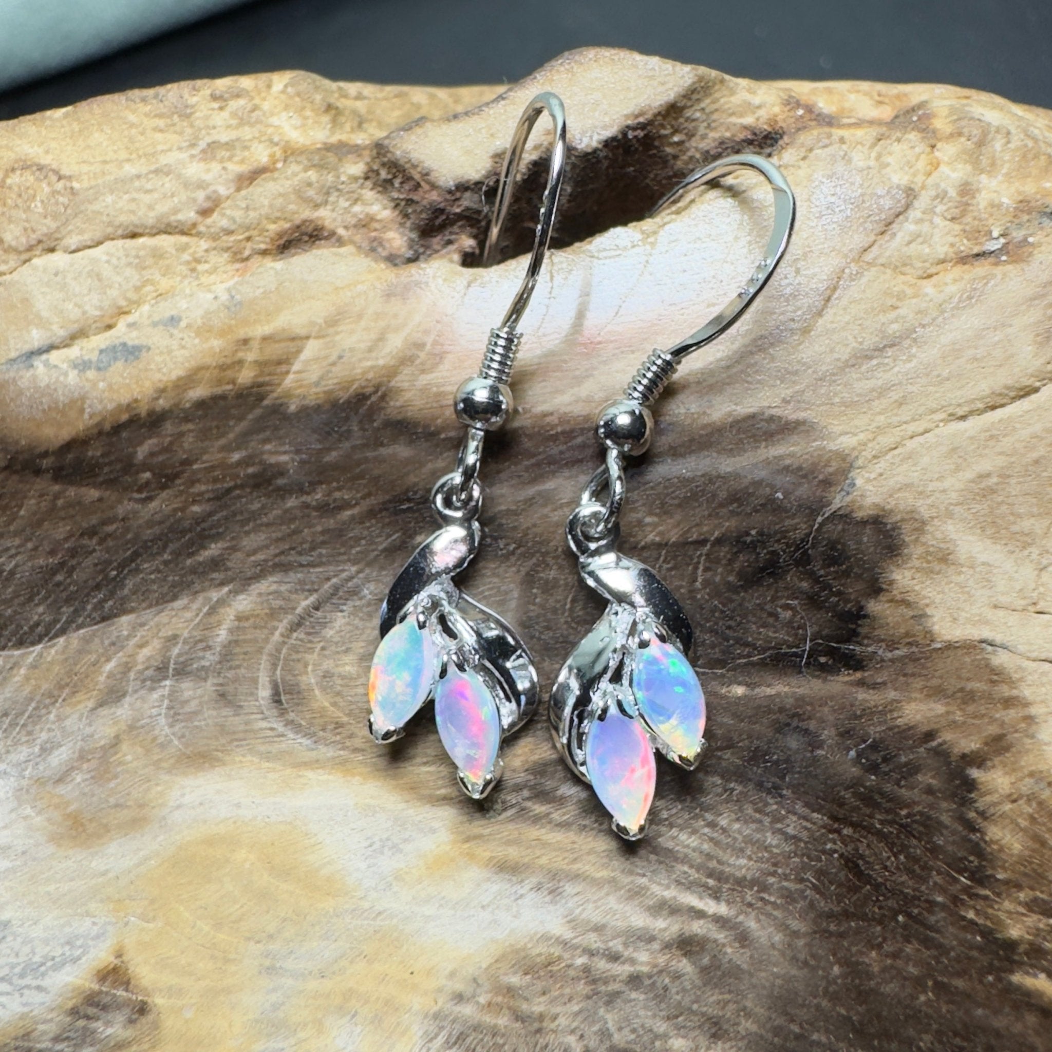 Desert Bloom Drops - 0.8ct Coober Pedy Opal 925 Silver Earrings