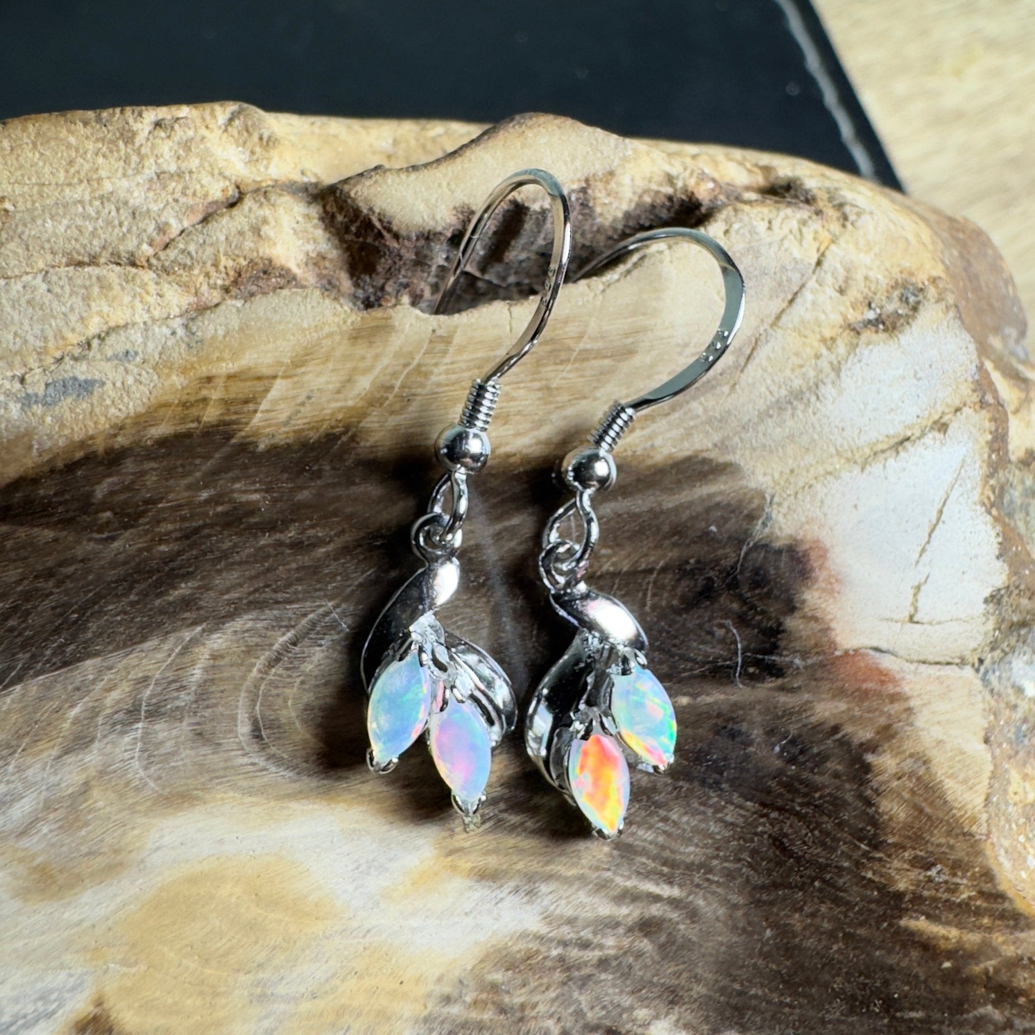 Desert Bloom Drops - 0.8ct Coober Pedy Opal 925 Silver Earrings