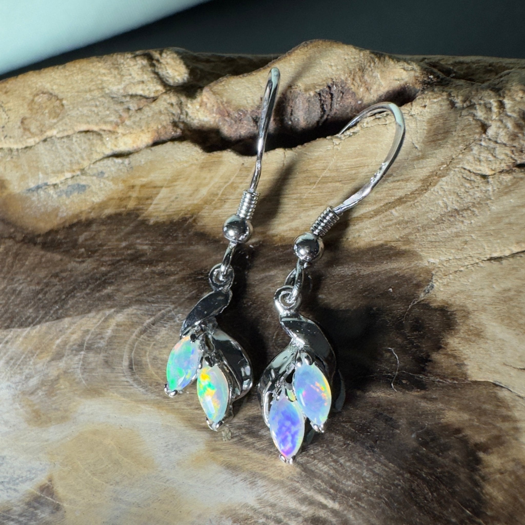 Desert Bloom Drops - 0.8ct Coober Pedy Opal 925 Silver Earrings