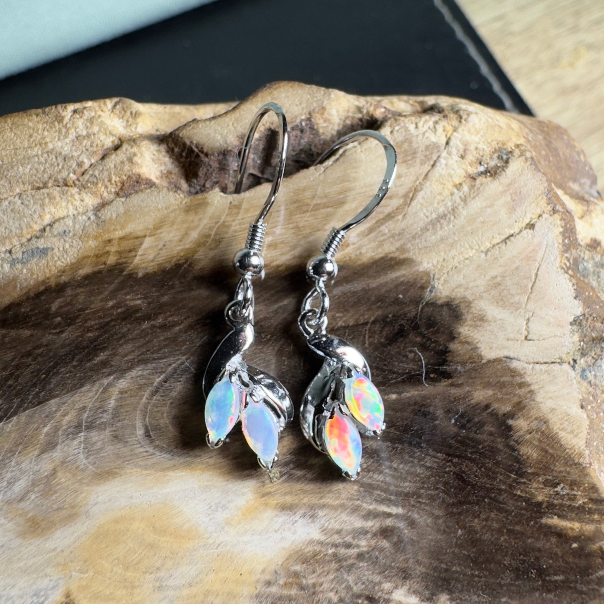 Desert Bloom Drops - 0.8ct Coober Pedy Opal 925 Silver Earrings