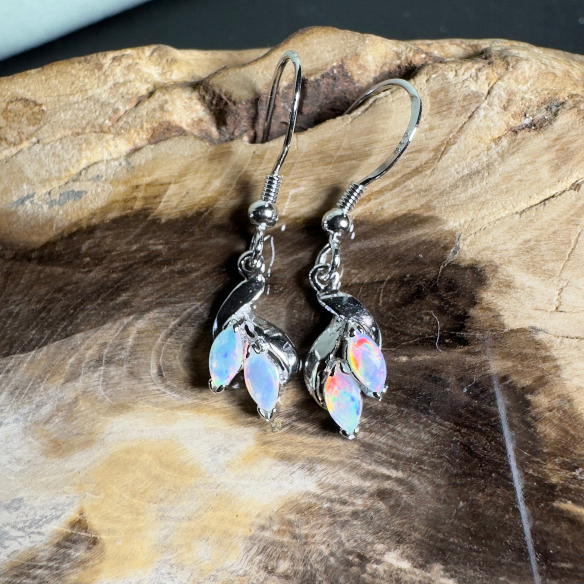Desert Bloom Drops - 0.8ct Coober Pedy Opal 925 Silver Earrings