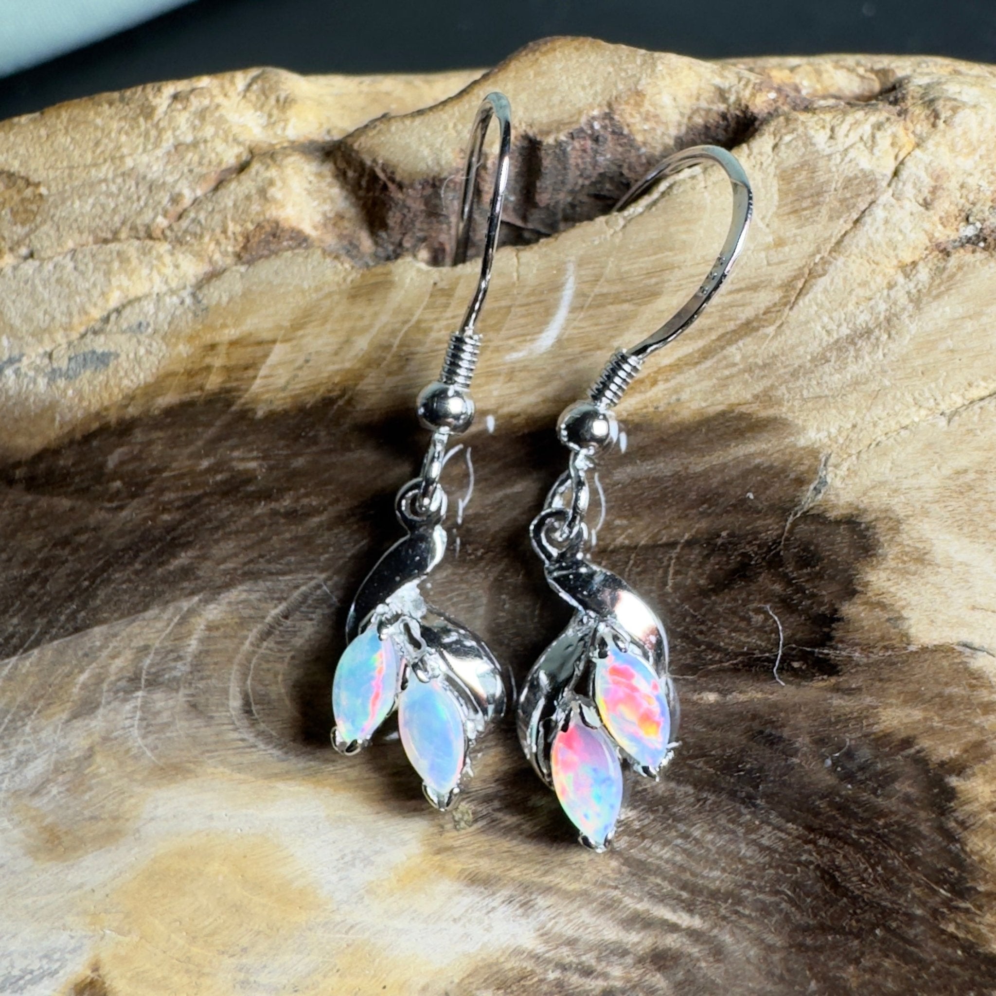Desert Bloom Drops - 0.8ct Coober Pedy Opal 925 Silver Earrings