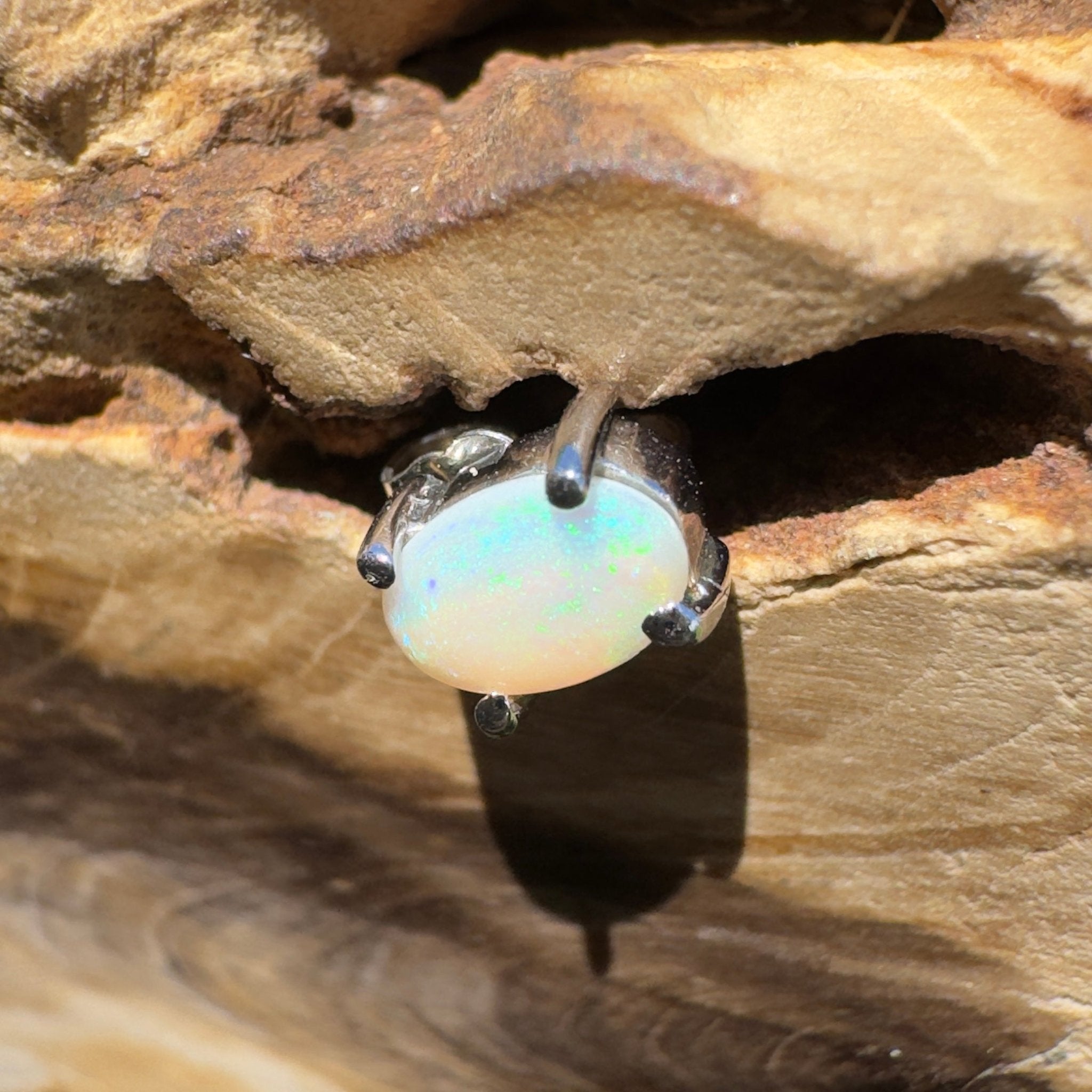 Desert Blue ~ 0.3ct Coober Pedy Opal 925 Silver Single Earring