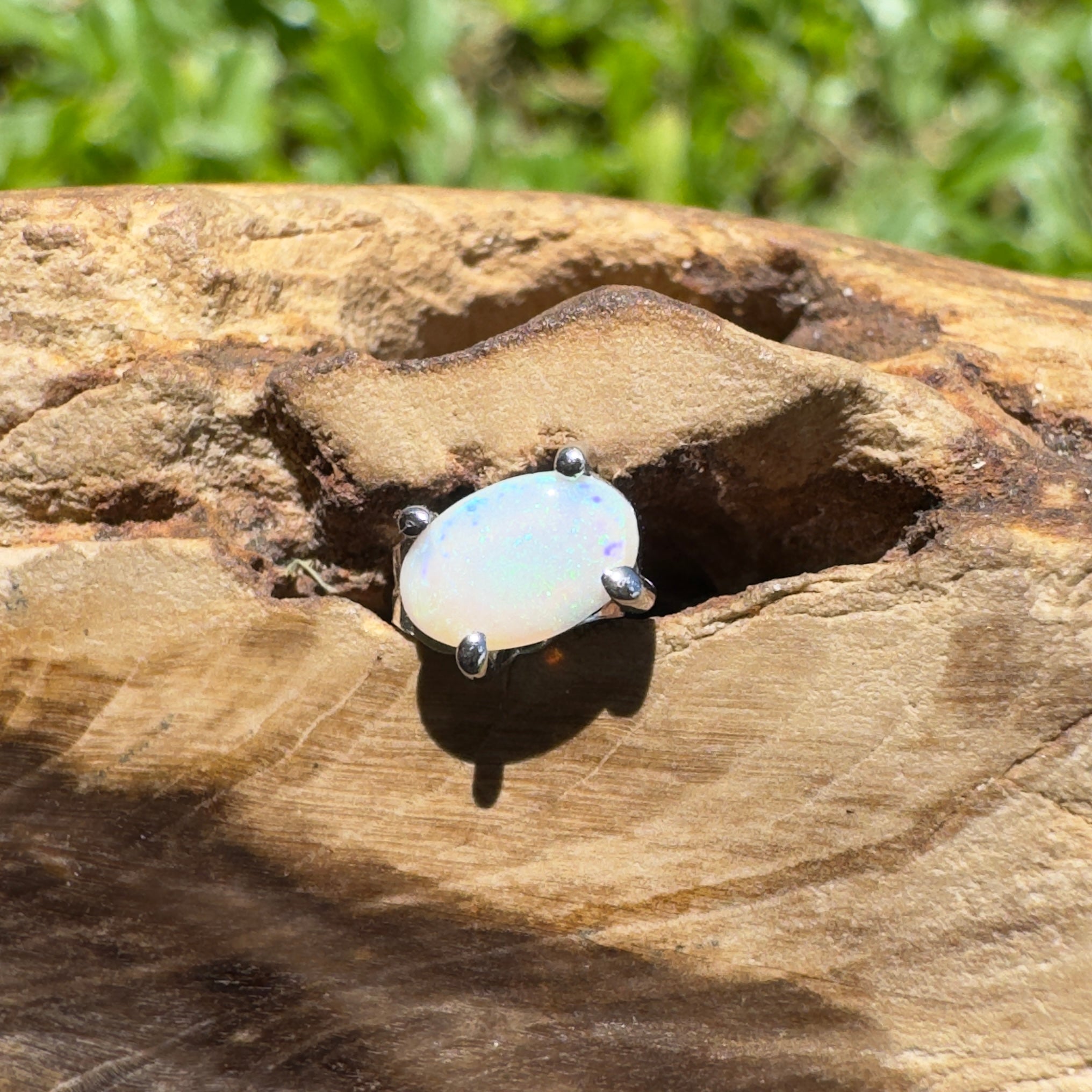 Desert Blue ~ 0.3ct Coober Pedy Opal 925 Silver Single Earring