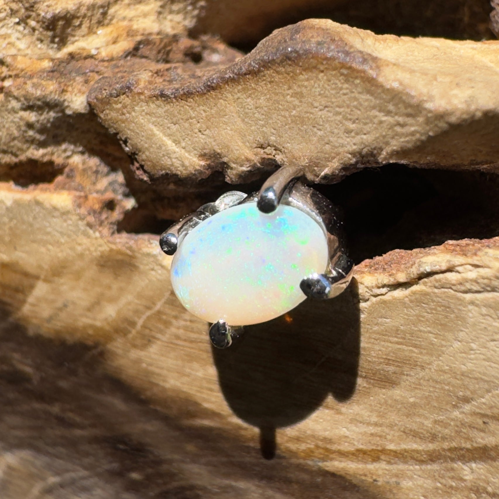 Desert Blue ~ 0.3ct Coober Pedy Opal 925 Silver Single Earring