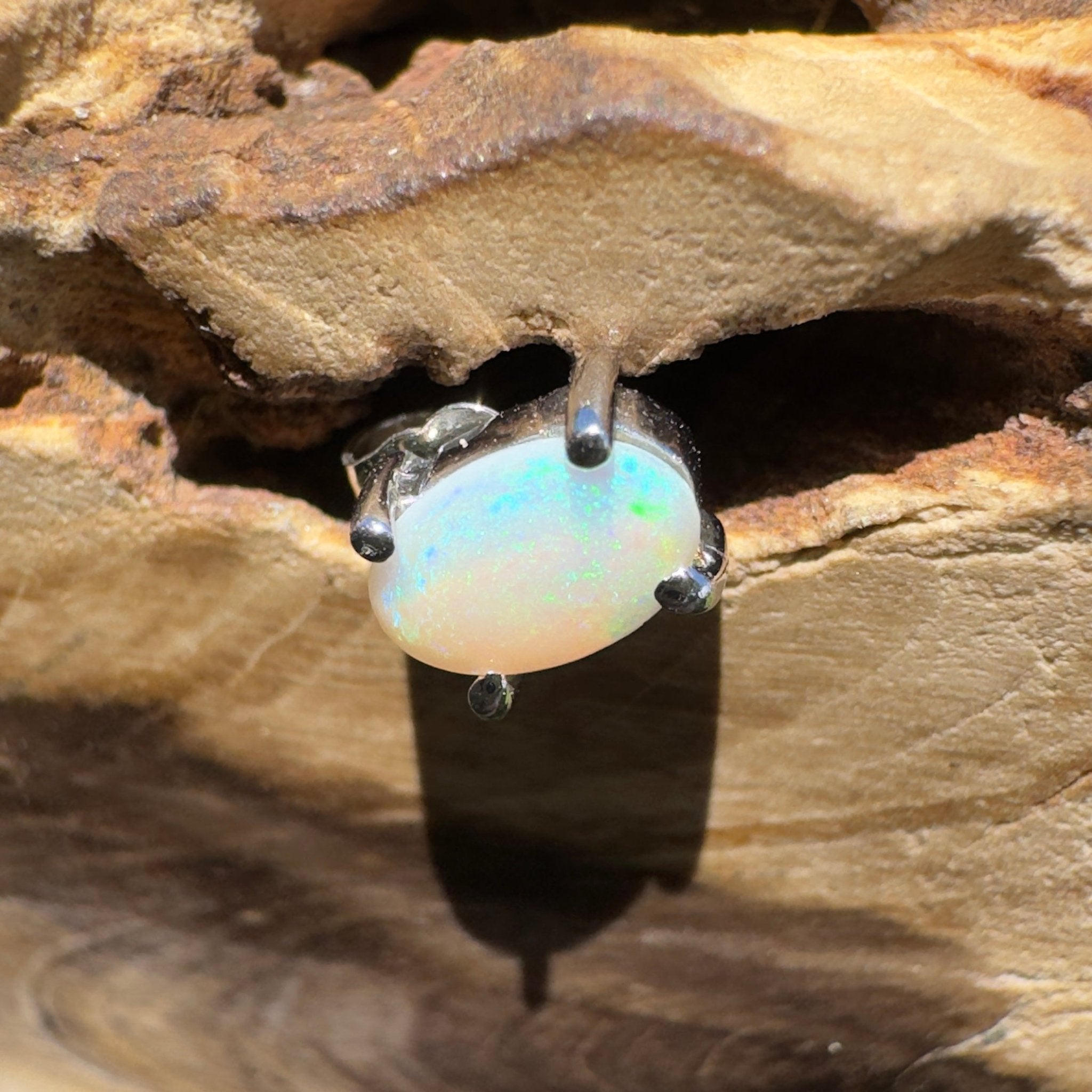 Desert Blue ~ 0.3ct Coober Pedy Opal 925 Silver Single Earring