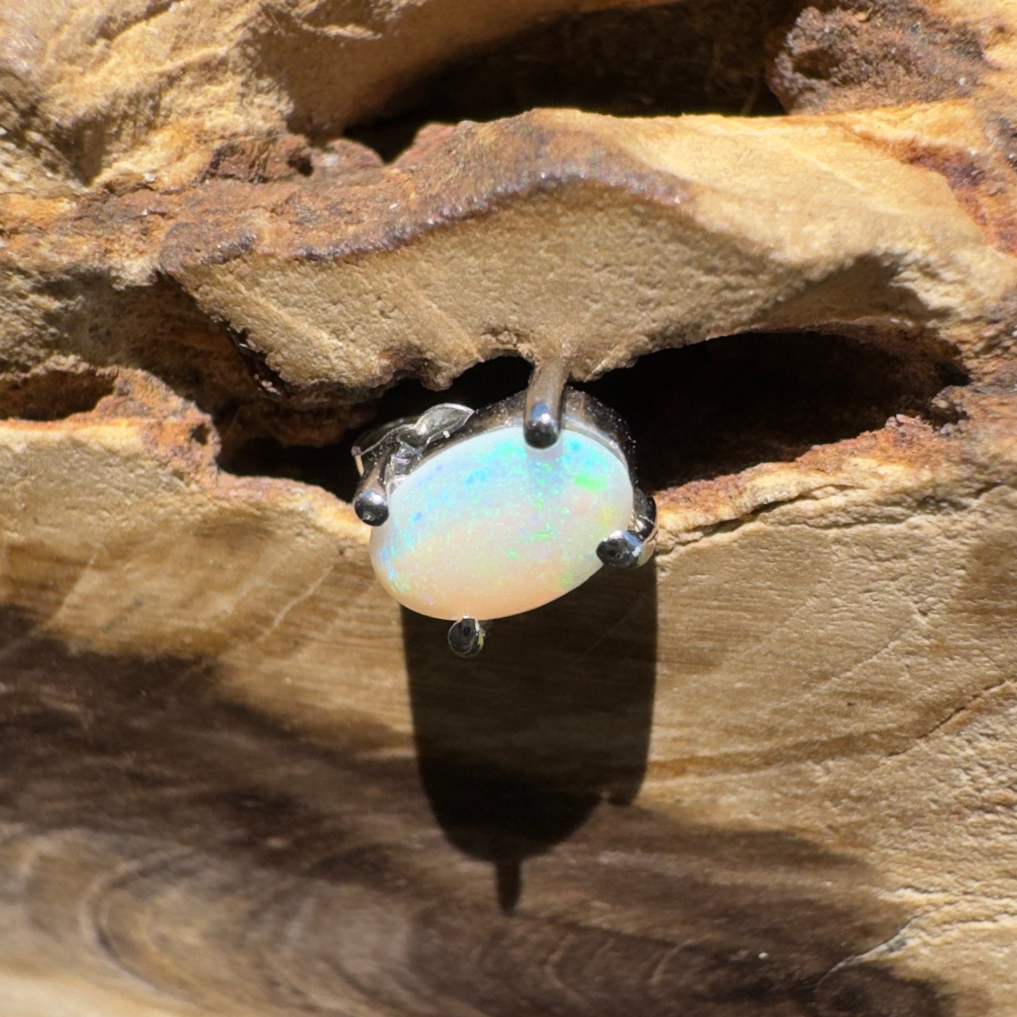 Desert Blue ~ 0.3ct Coober Pedy Opal 925 Silver Single Earring