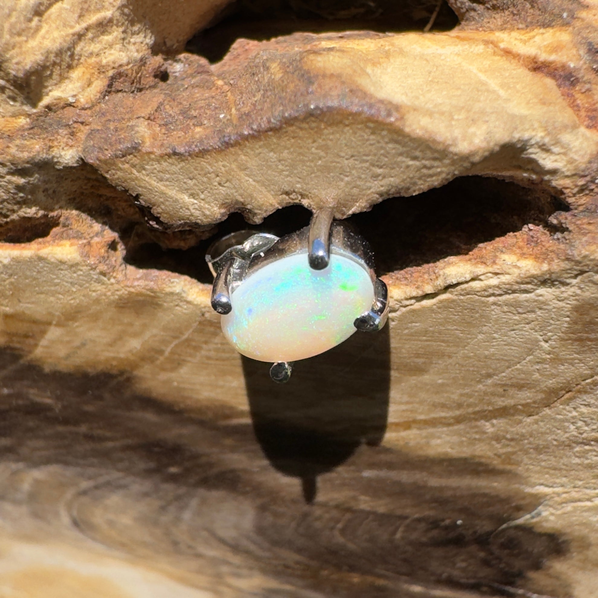 Desert Blue ~ 0.3ct Coober Pedy Opal 925 Silver Single Earring
