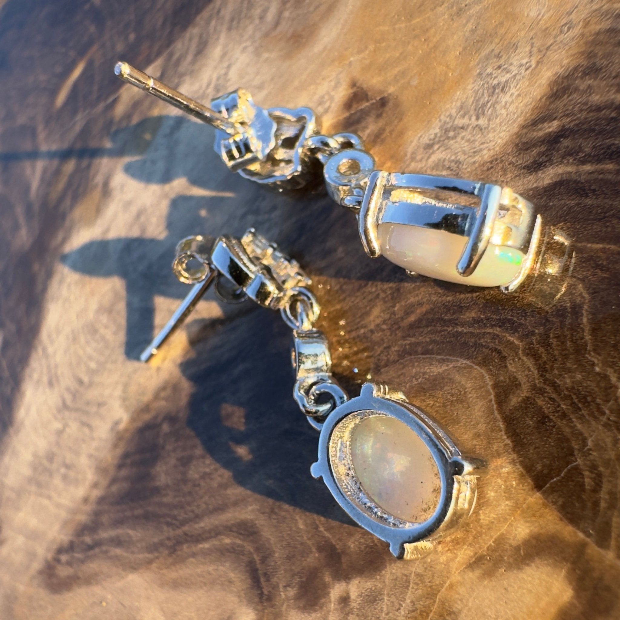 Desert Light ~ Handcrafted 1.6ct Coober Pedy Opal Earrings – Silver Drop Elegance.
