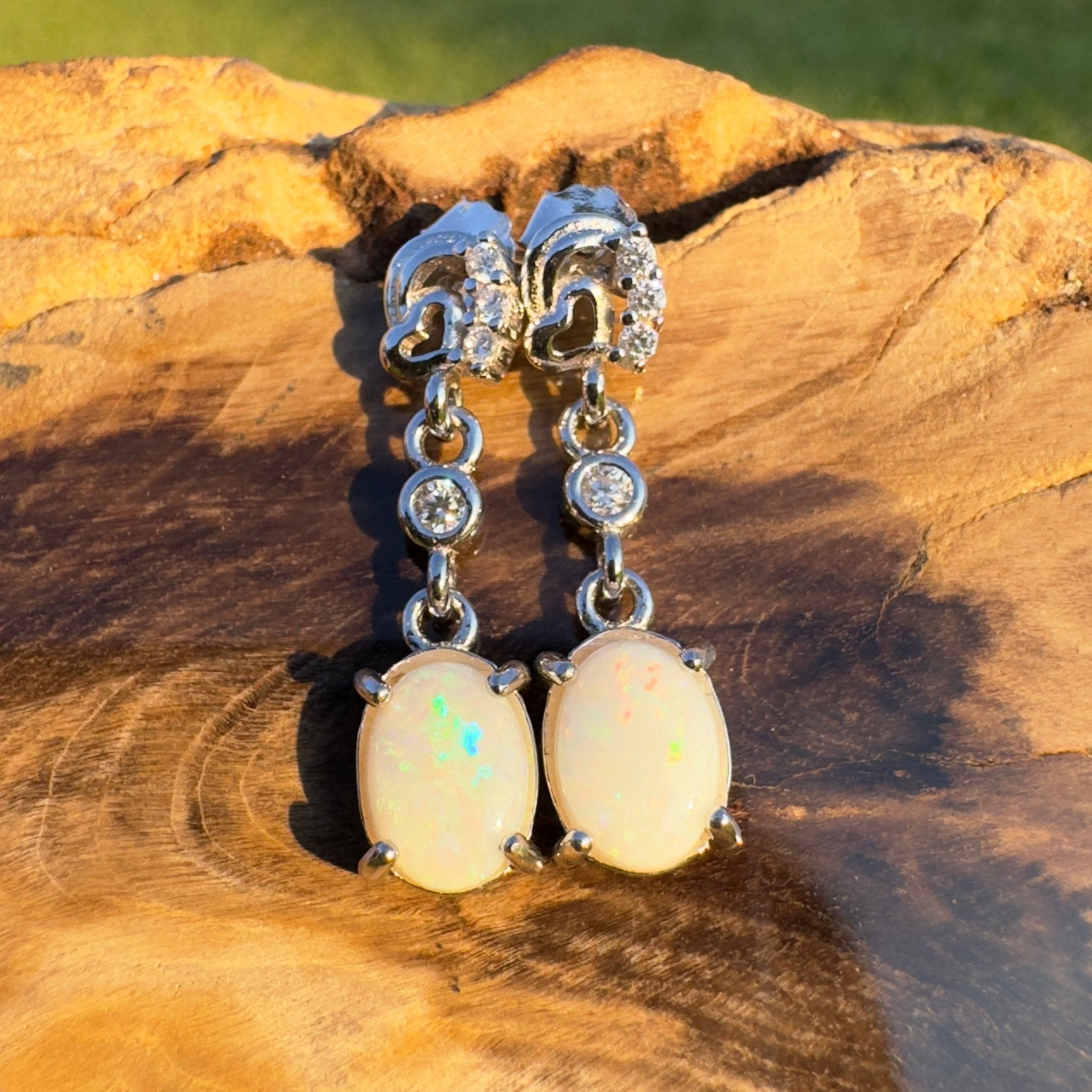 Desert Light ~ Handcrafted 1.6ct Coober Pedy Opal Earrings – Silver Drop Elegance.