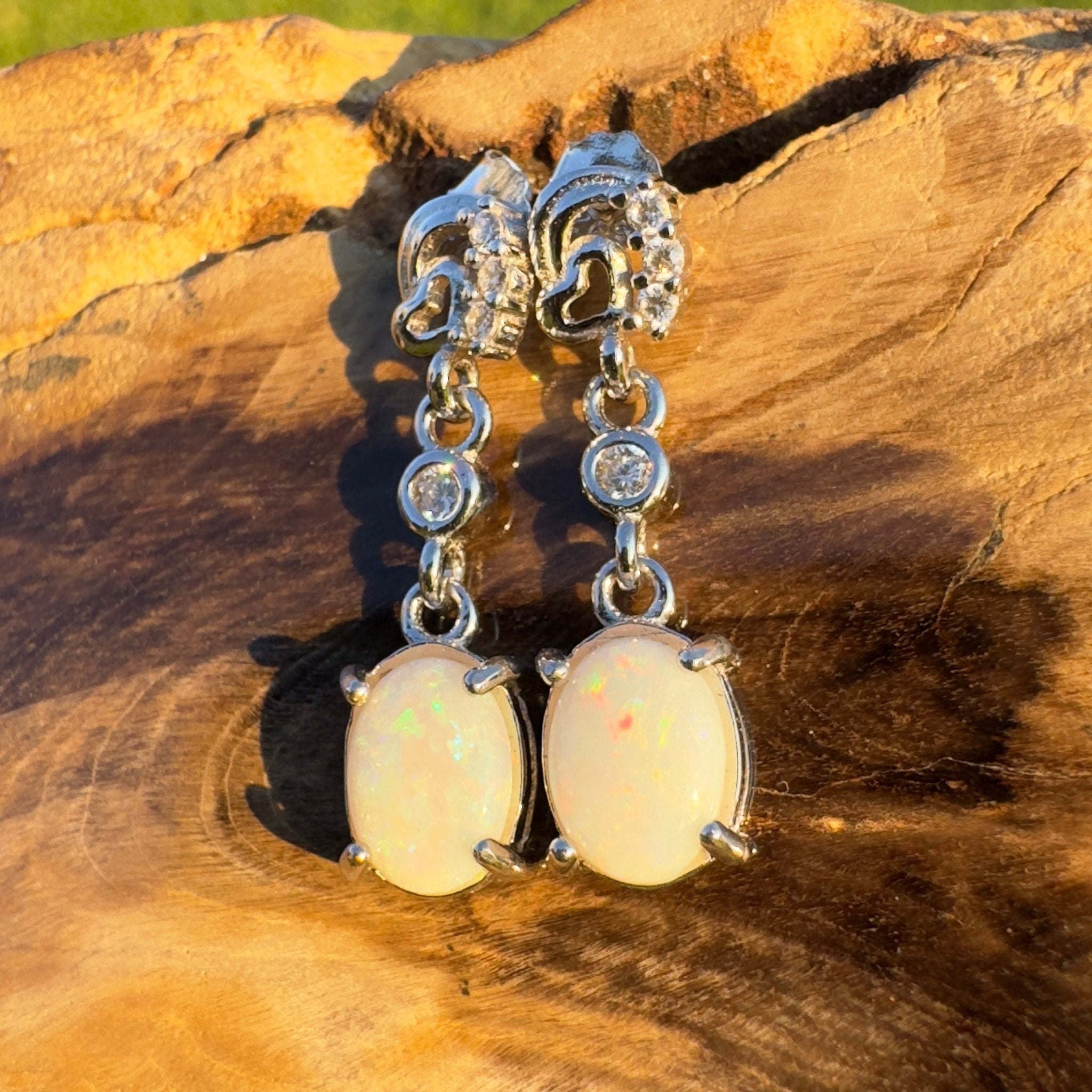 Desert Light ~ Handcrafted 1.6ct Coober Pedy Opal Earrings – Silver Drop Elegance.