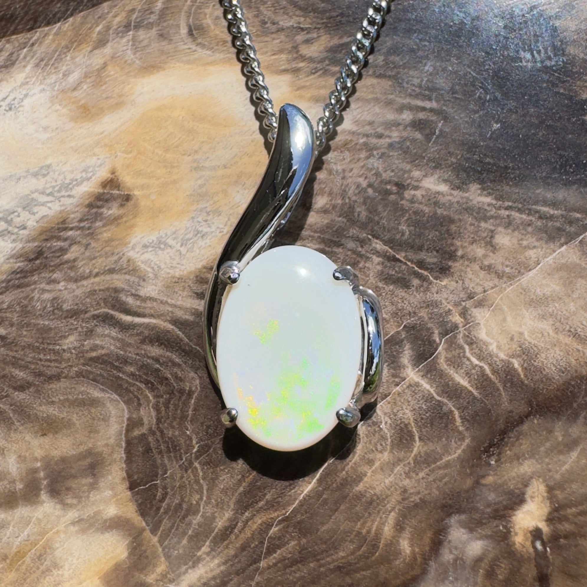 Desert Pearl ~ 3ct Coober Pedy Opal 925 Silver Pendant