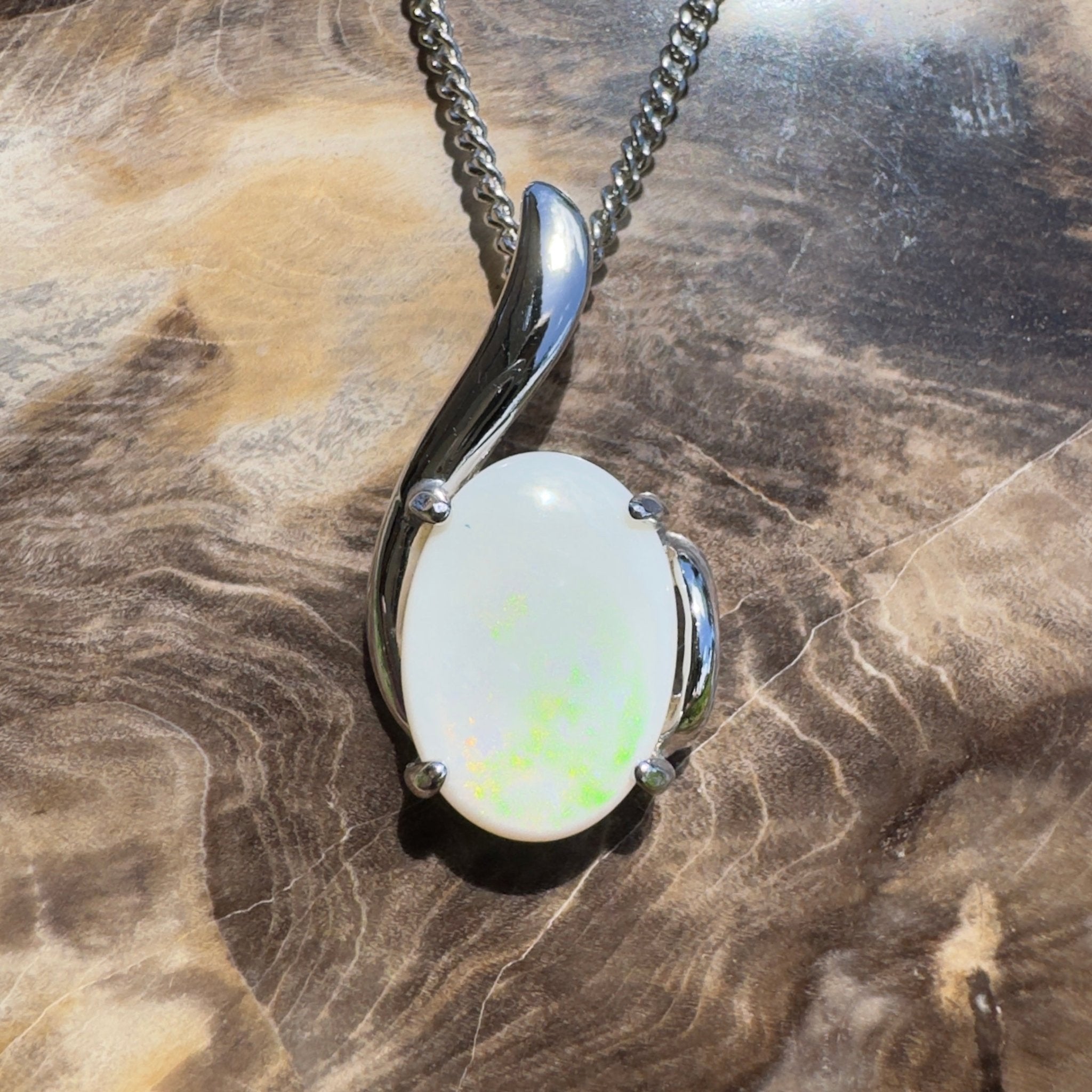 Desert Pearl ~ 3ct Coober Pedy Opal 925 Silver Pendant