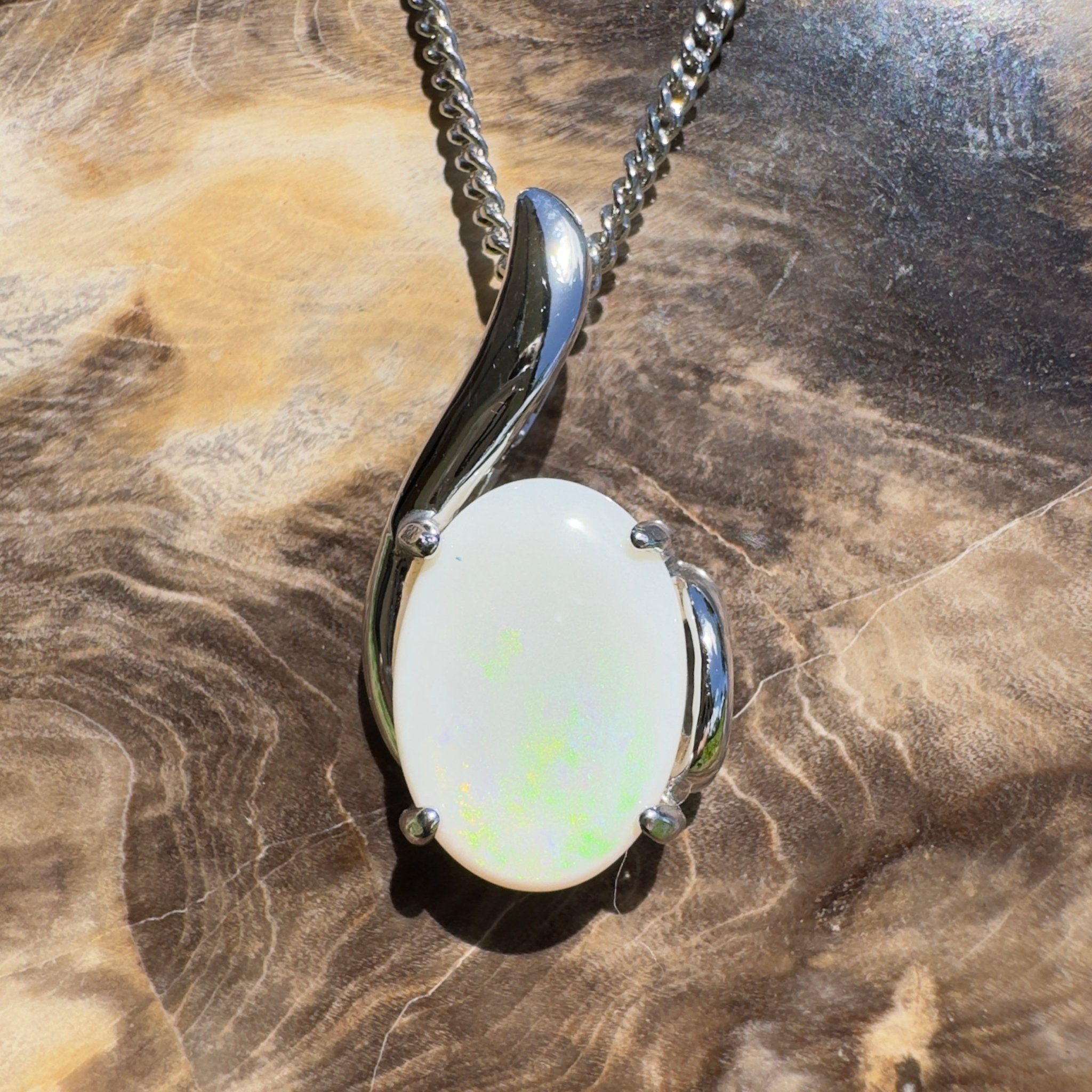 Desert Pearl ~ 3ct Coober Pedy Opal 925 Silver Pendant