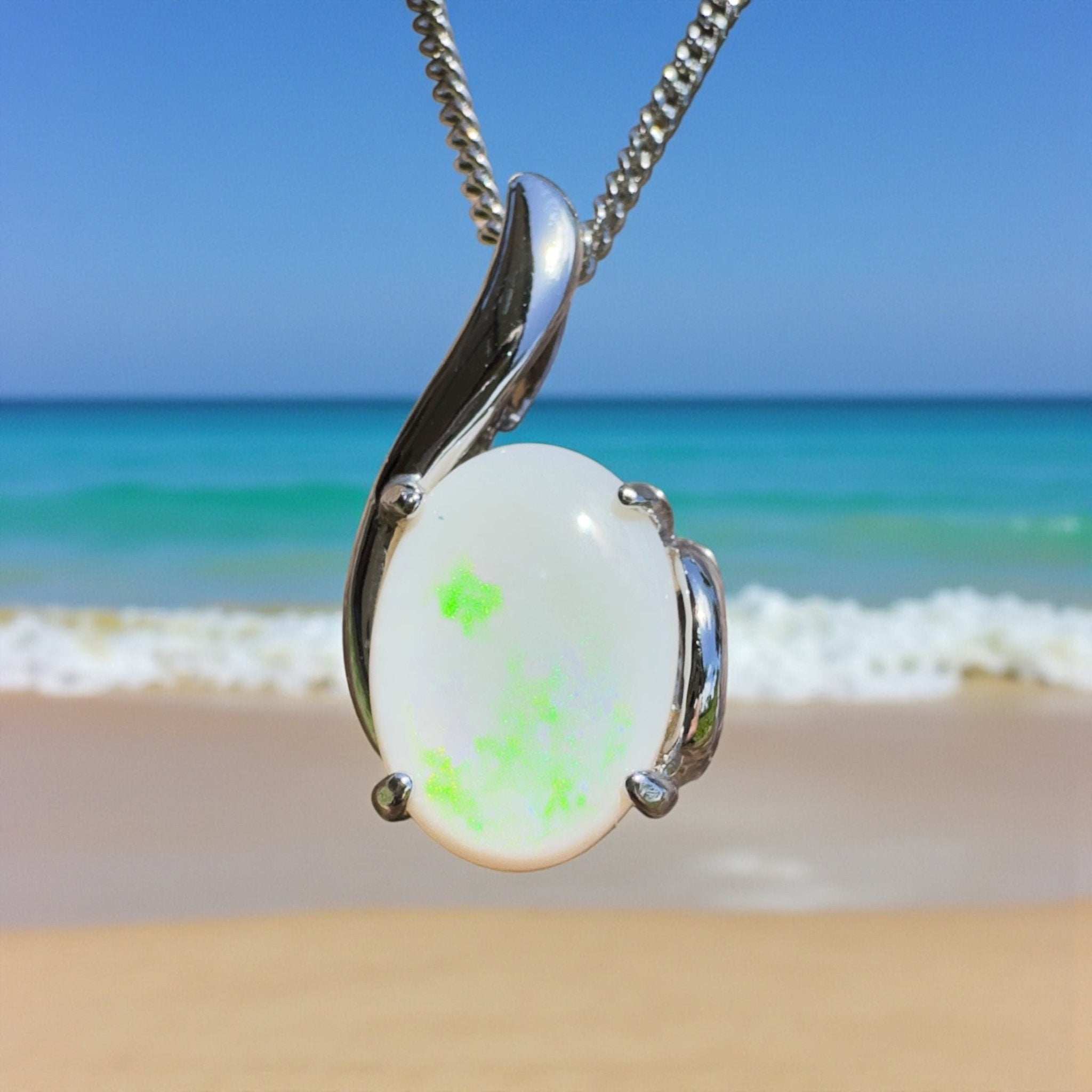 Desert Pearl ~ 3ct Coober Pedy Opal 925 Silver Pendant
