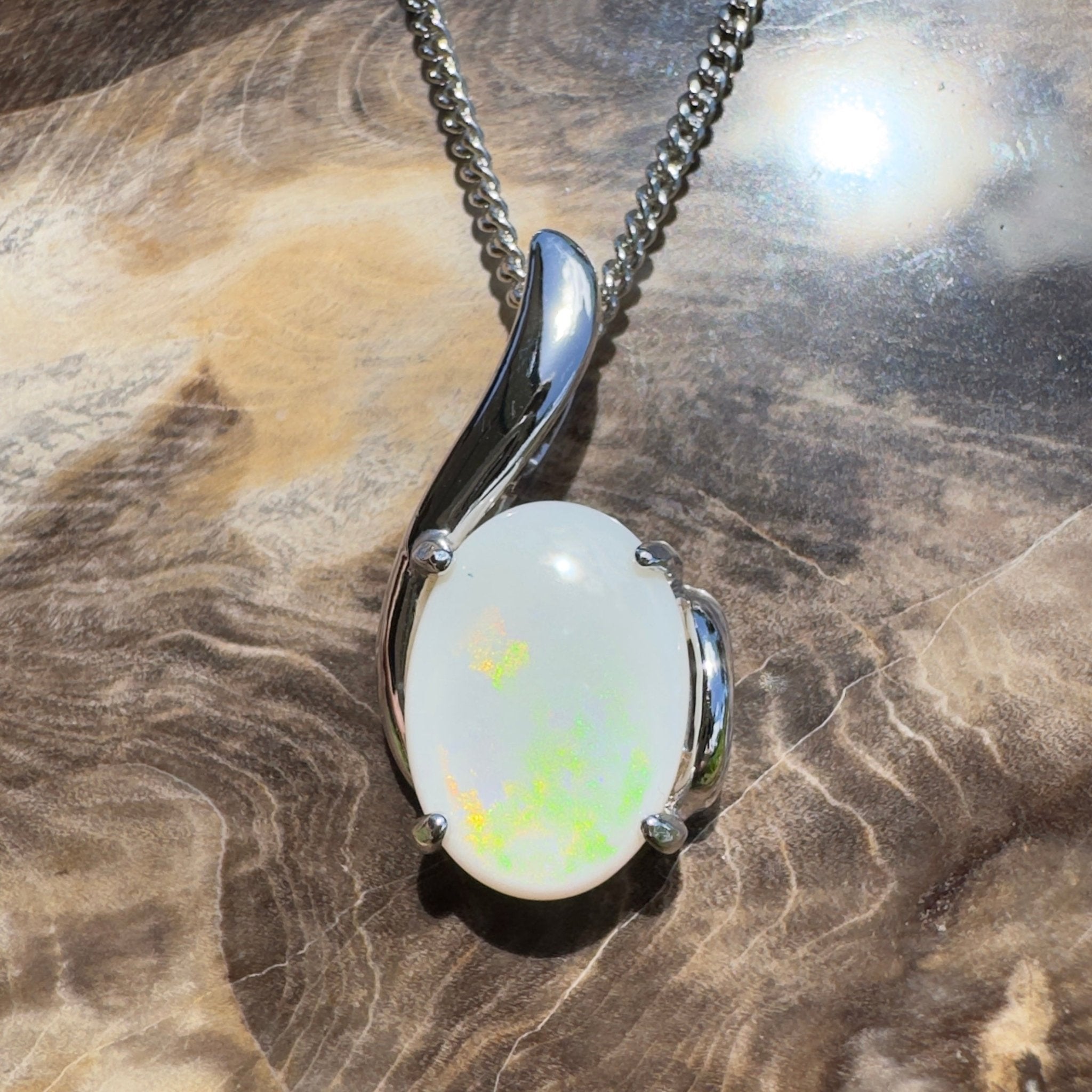 Desert Pearl ~ 3ct Coober Pedy Opal 925 Silver Pendant