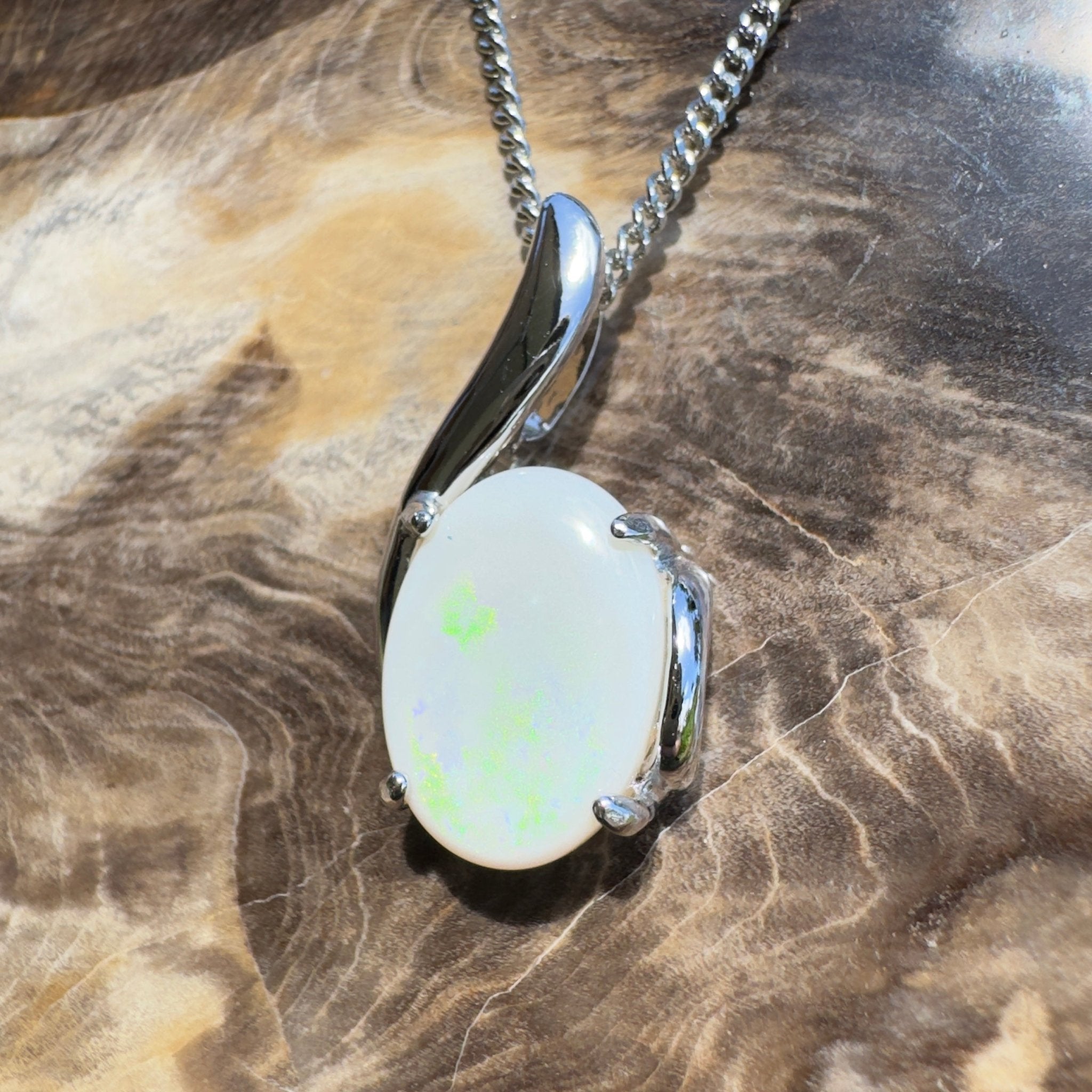 Desert Pearl ~ 3ct Coober Pedy Opal 925 Silver Pendant