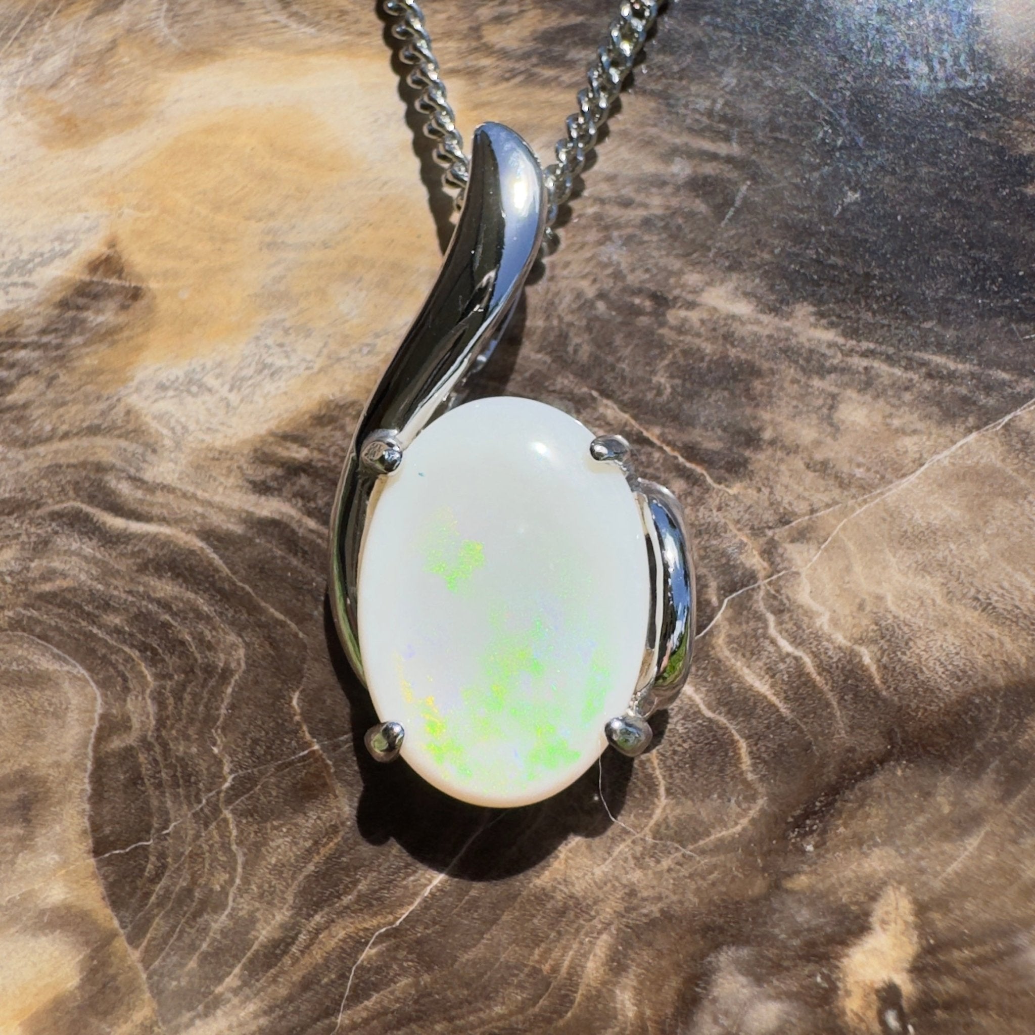 Desert Pearl ~ 3ct Coober Pedy Opal 925 Silver Pendant