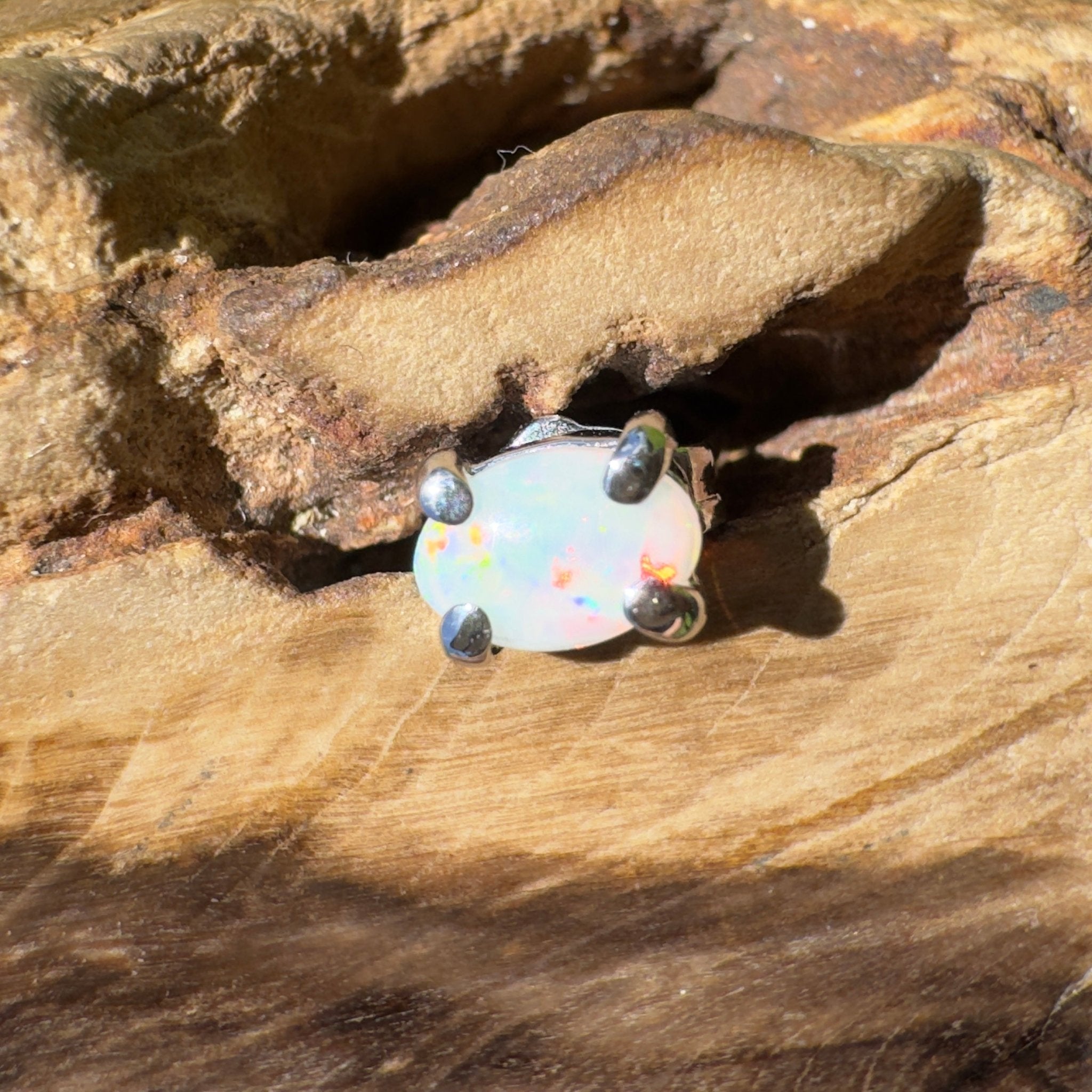 Desert Petal ~ 0.3ct Coober Pedy Opal 925 Silver Single Earring