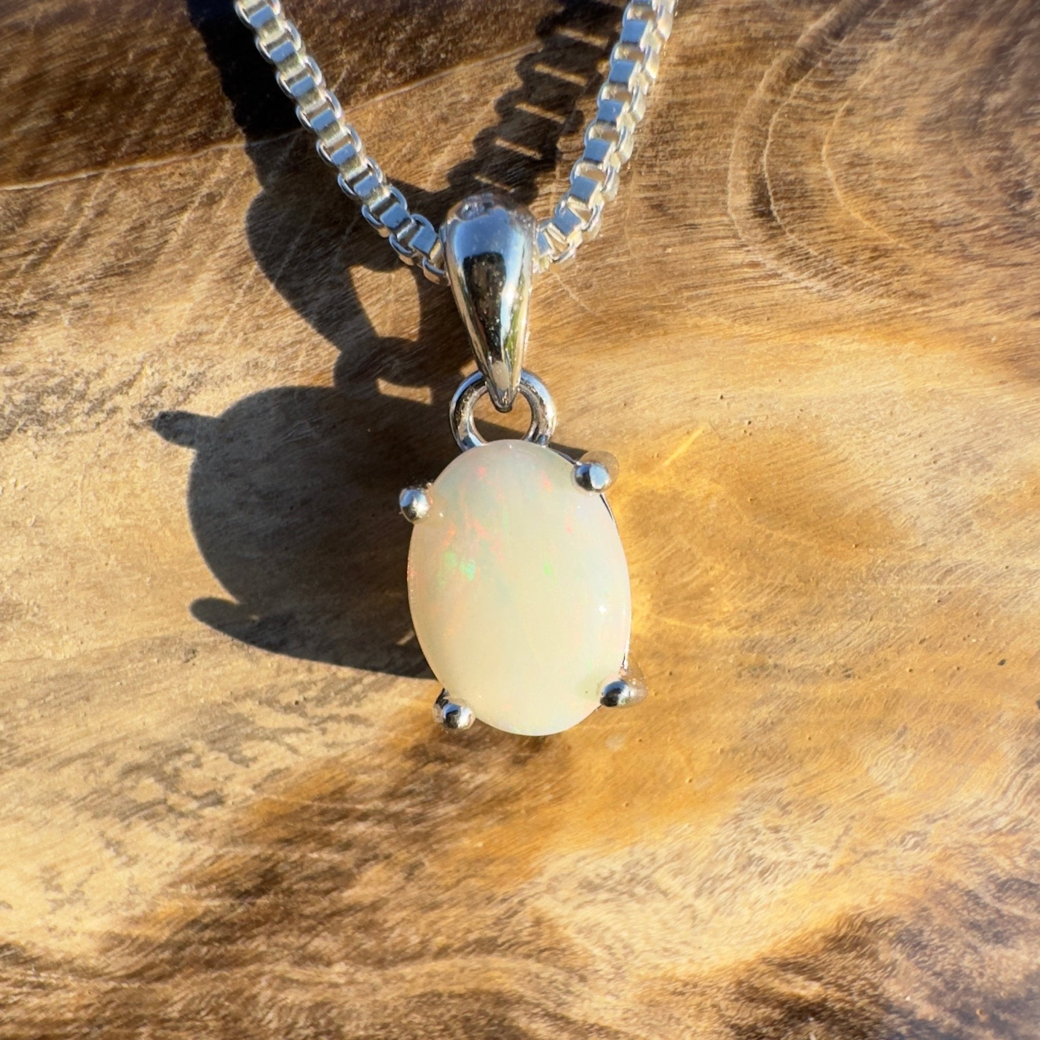 Desert Shimmer ~ Handcrafted 0.7ct Solid Coober Pedy Opal 925 Sterling Silver Pendant Necklace