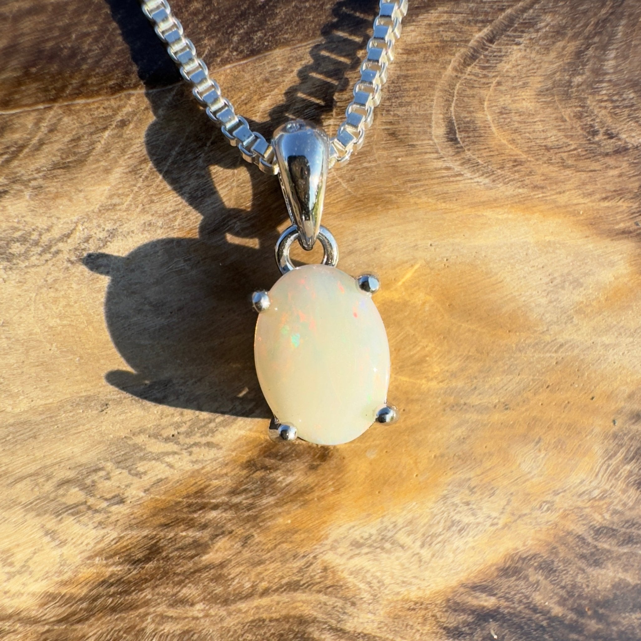 Desert Shimmer ~ Handcrafted 0.7ct Solid Coober Pedy Opal 925 Sterling Silver Pendant Necklace