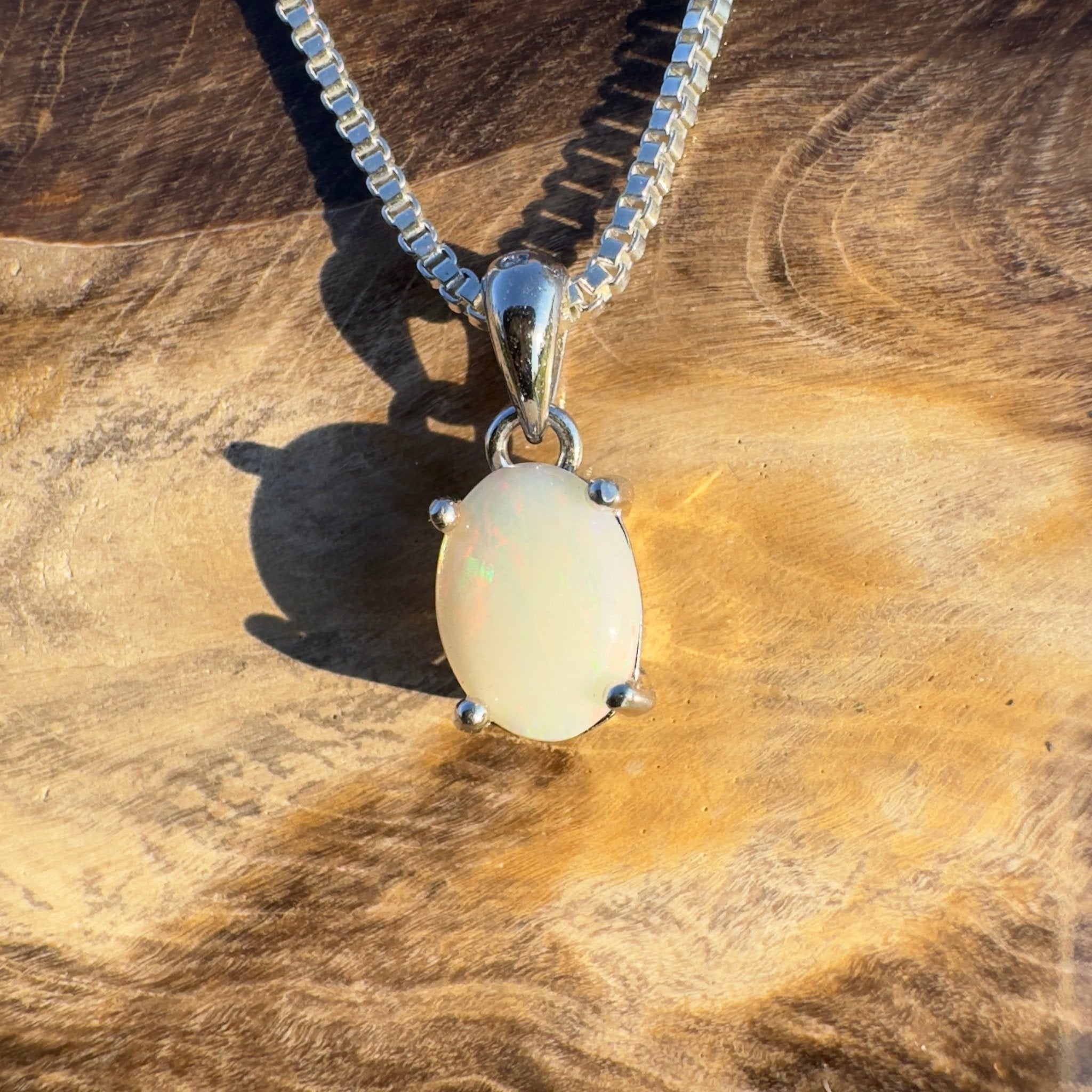 Desert Shimmer ~ Handcrafted 0.7ct Solid Coober Pedy Opal 925 Sterling Silver Pendant Necklace
