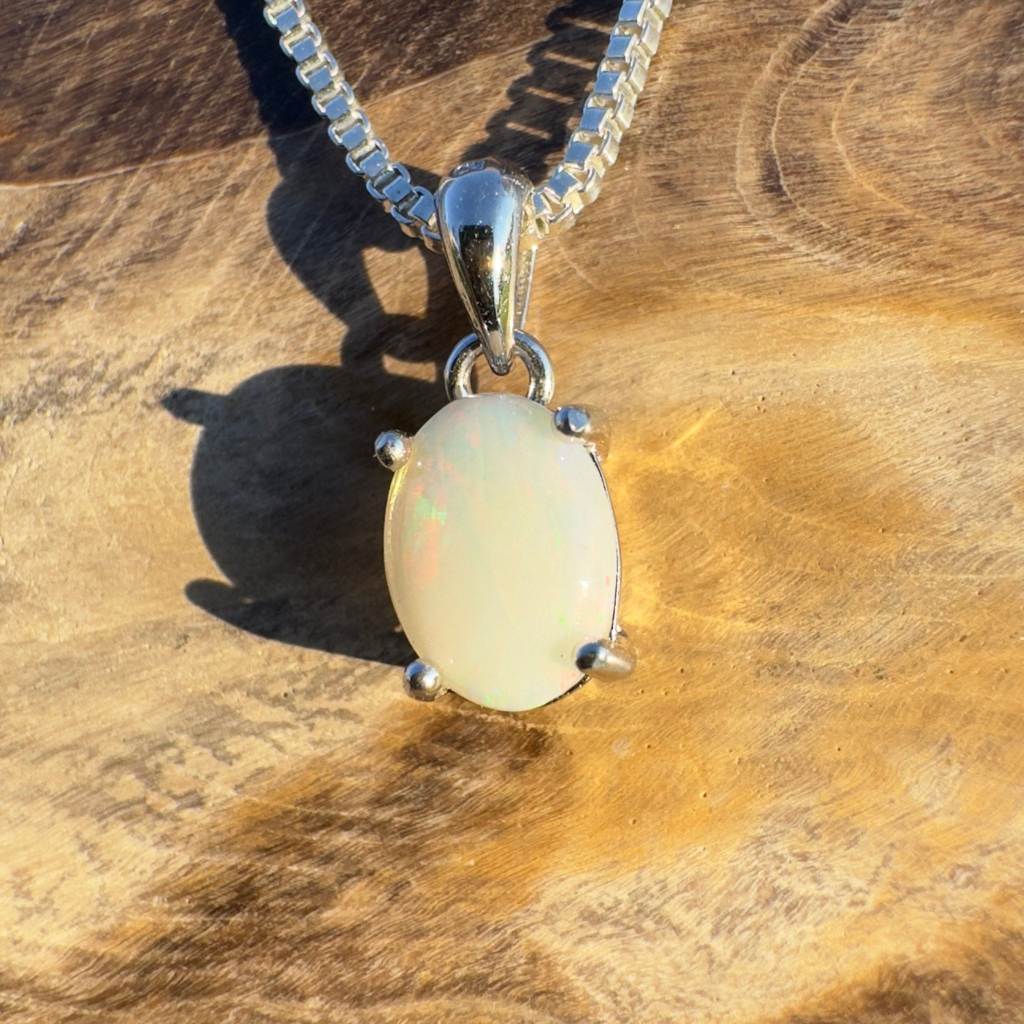 Desert Shimmer ~ Handcrafted 0.7ct Solid Coober Pedy Opal 925 Sterling Silver Pendant Necklace