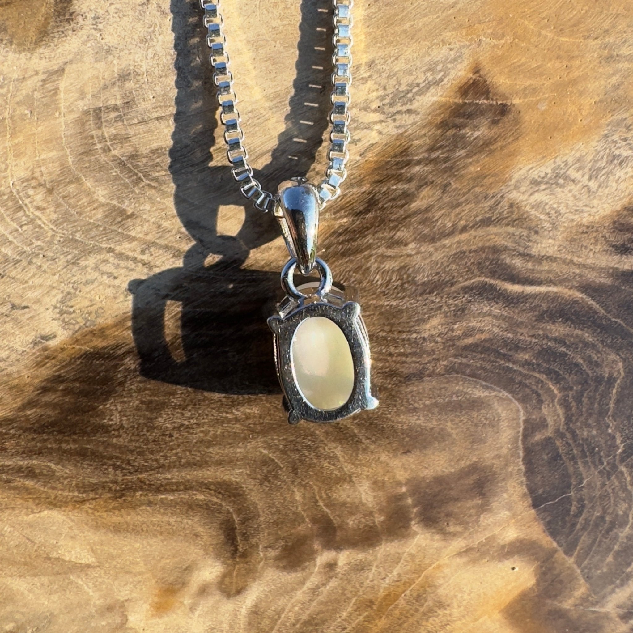 Desert Shimmer ~ Handcrafted 0.7ct Solid Coober Pedy Opal 925 Sterling Silver Pendant Necklace