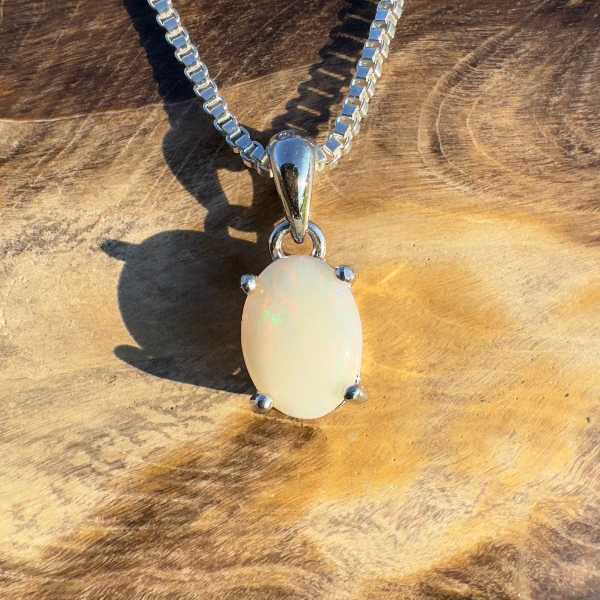 Desert Shimmer ~ Handcrafted 0.7ct Solid Coober Pedy Opal 925 Sterling Silver Pendant Necklace